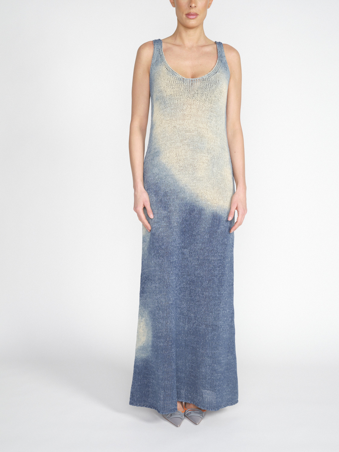 Roberto Collina Senza - Maxi knit dress with color gradient  blue L