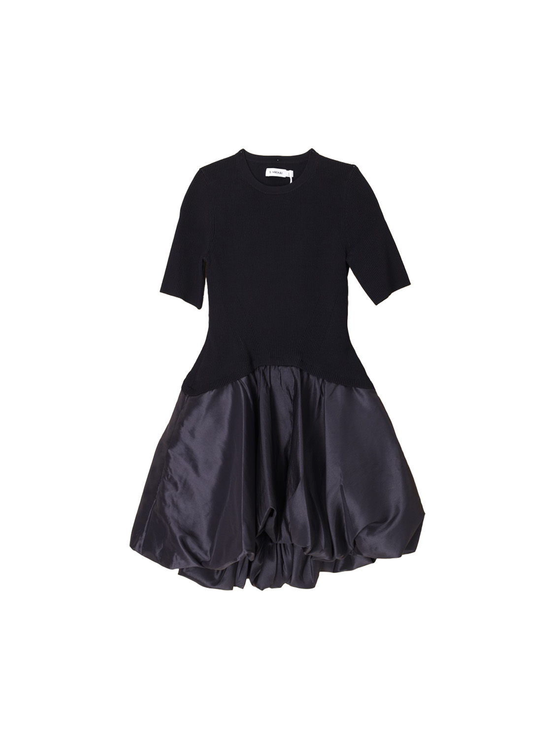 Simkhai Kenny knit mini dress with balloon skirt  black XS