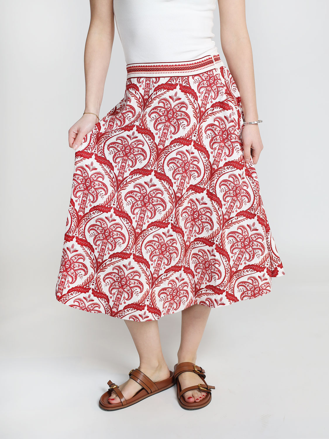 Farm Rio Tropical - Midi skirt with floral pattern   red XS