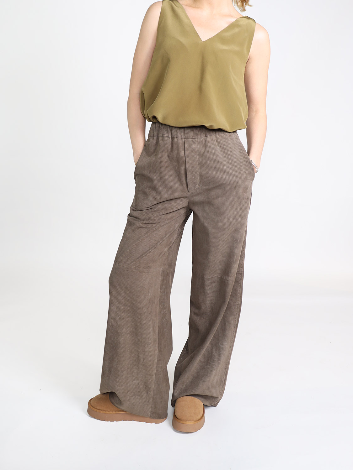 Ghera Studio Jasmine - Hose aus Lammleder taupe 34