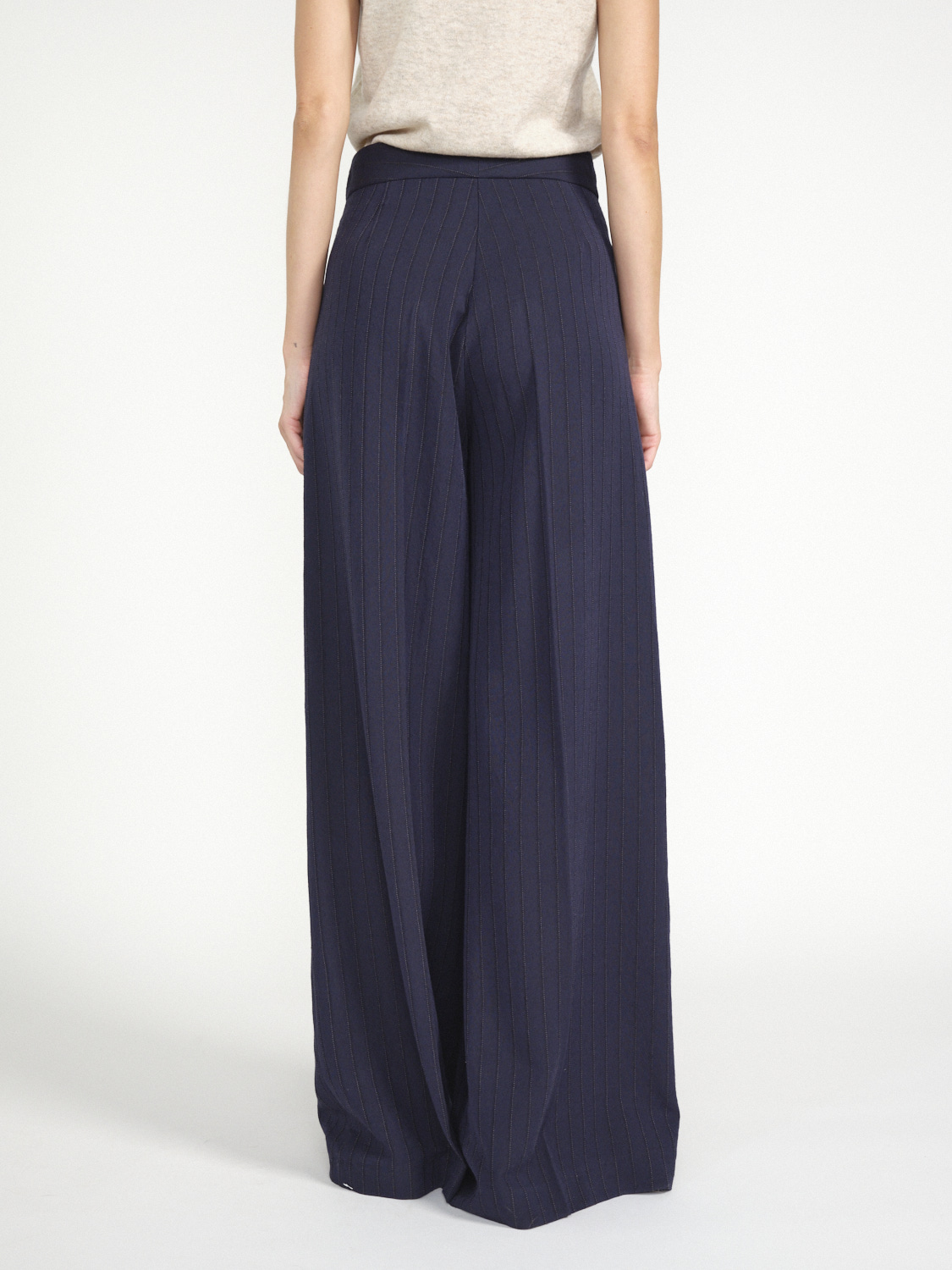 Odeeh Pinstripe trousers in virgin wool blend     marine 36