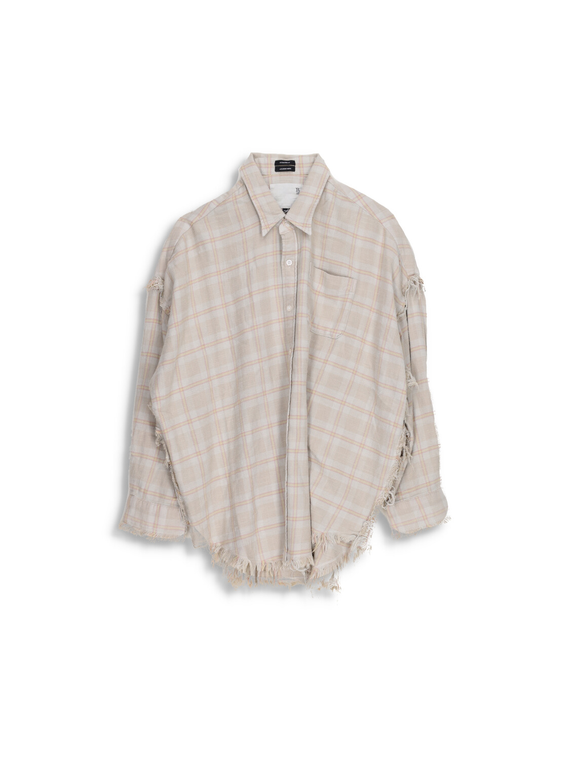 R13 Shredded Seam Plaid Oversized Shirt loui.rocks