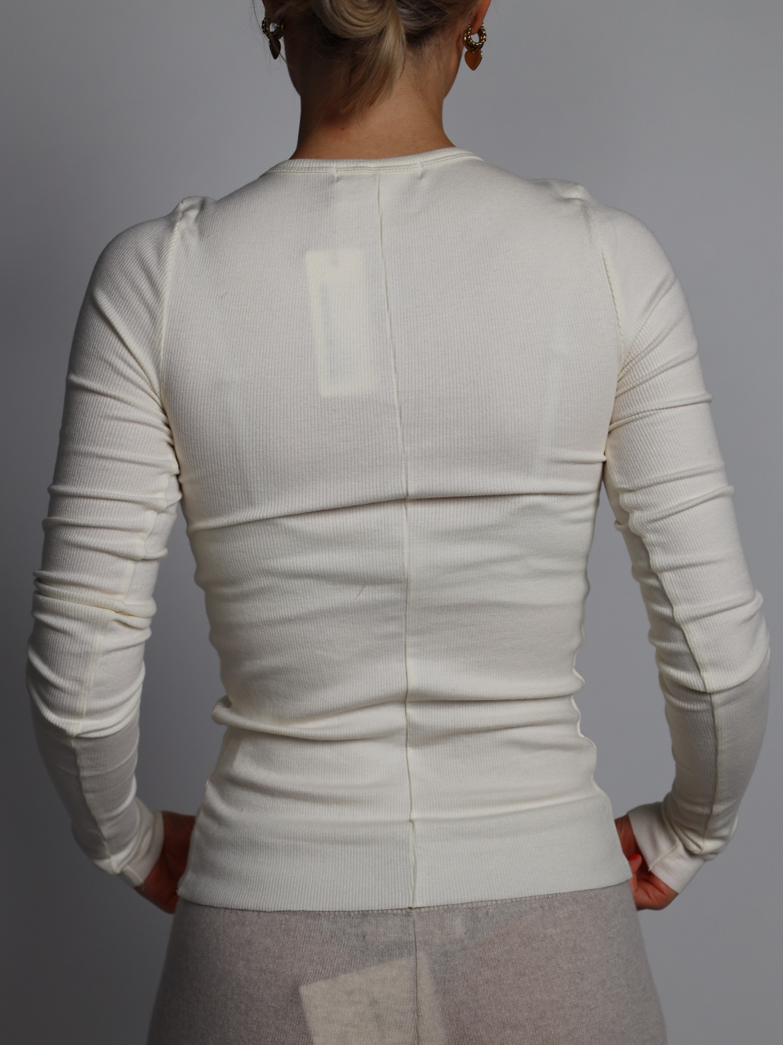 Eterne Longsleeve Shirt mit Rippenstrick   creme S