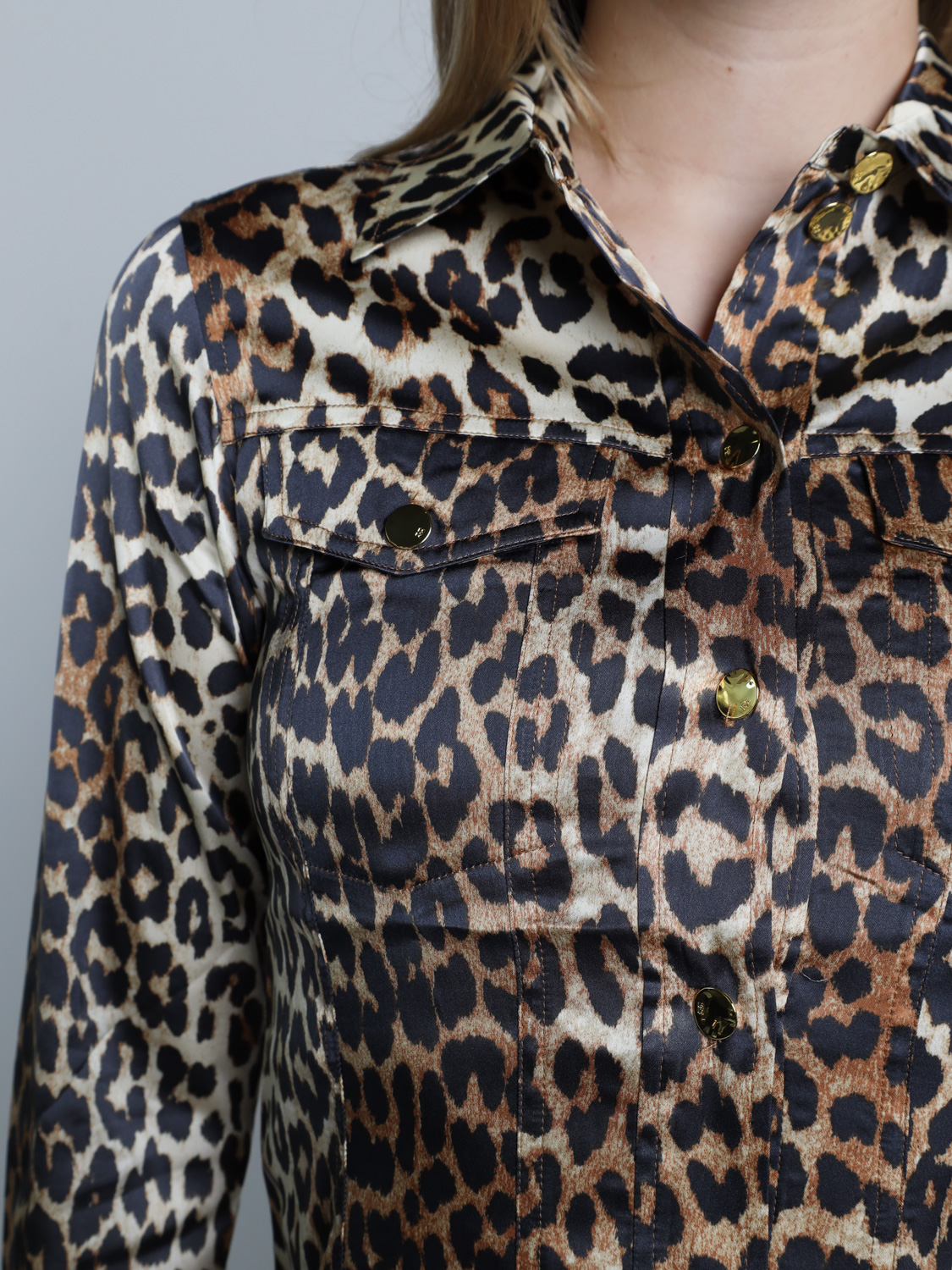 Ganni Printed satin – leopard blouse  mehrfarbig 34