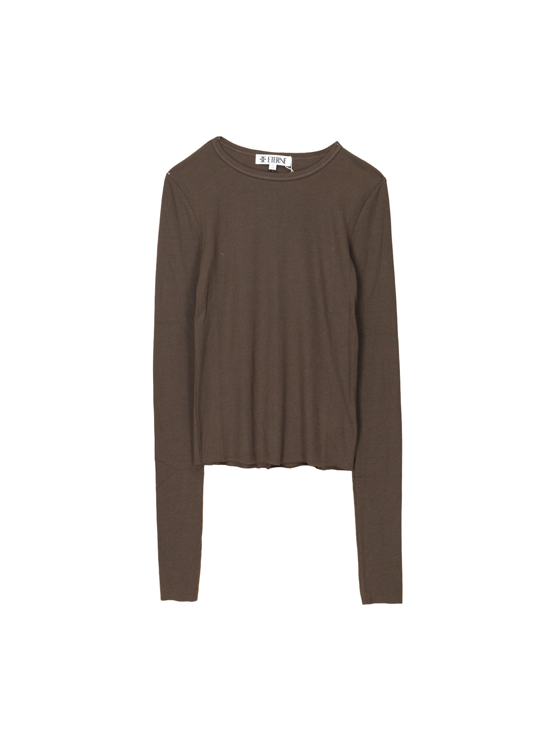 Eterne Longsleeve Shirt mit Rippenstrick   khaki S