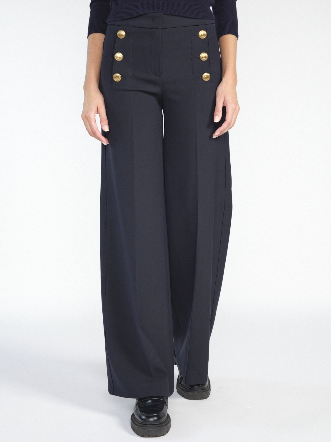 Seductive Bridget pleated trousers with button details  marine 36