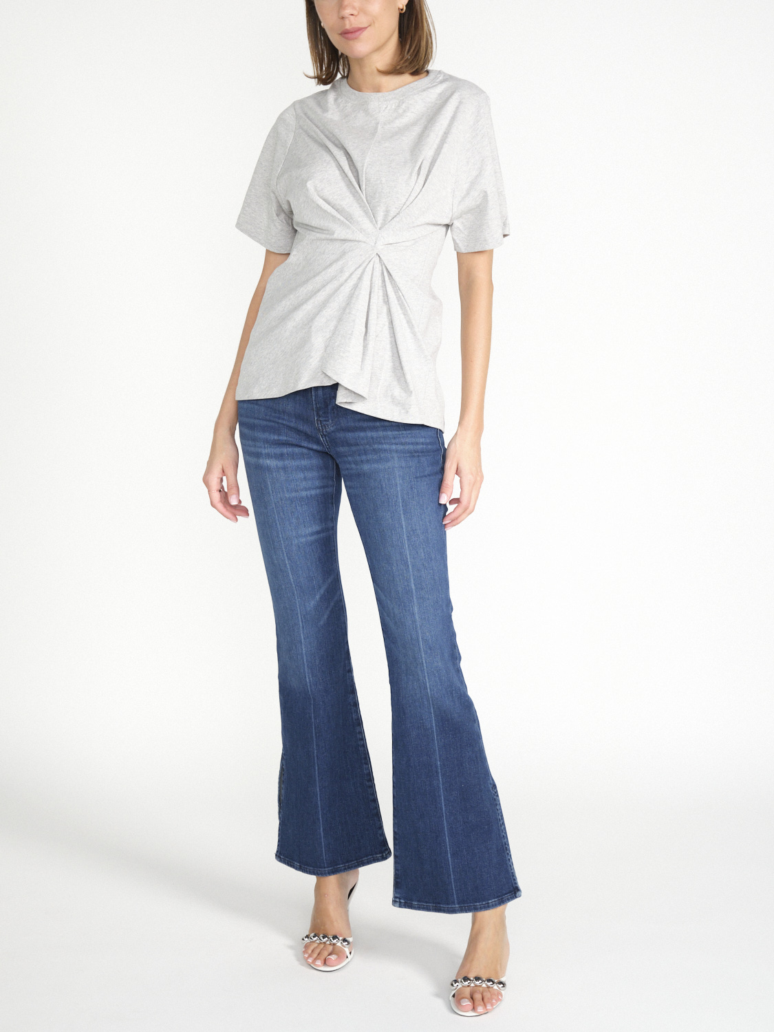 Victoria Beckham Body Twist – Baumwoll-Shirt mit Detail   hellgrau M