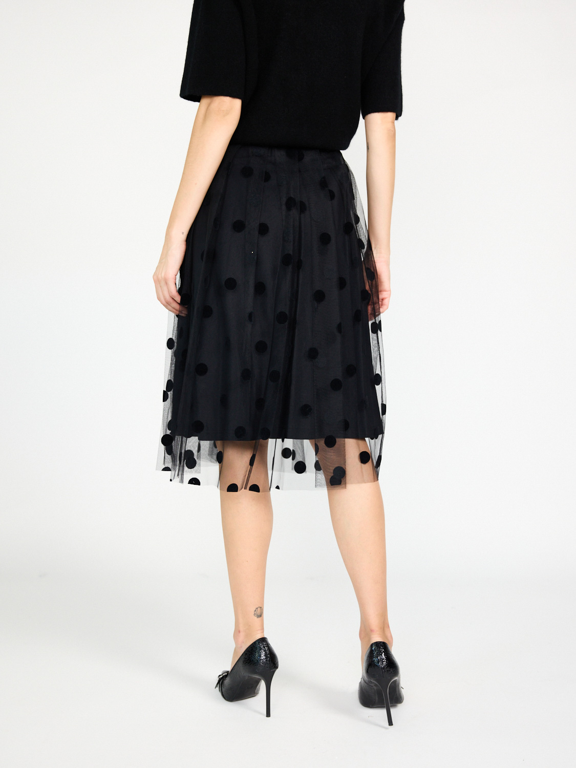 Nina Ricci  Pleated tulle skirt with dot design  black XS