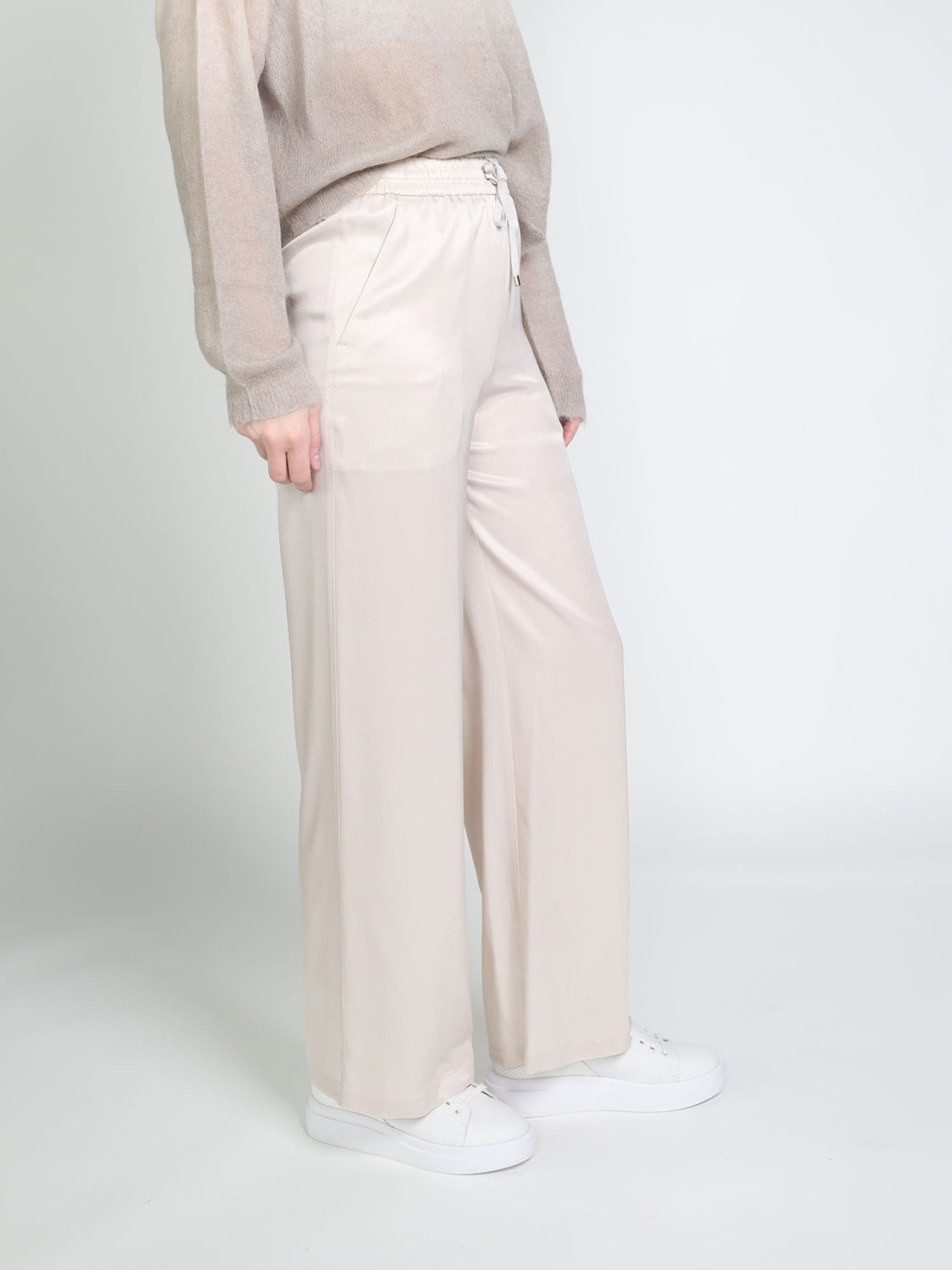 Lorena Antoniazzi Elastische Hose mit weitem Bein  36 beige