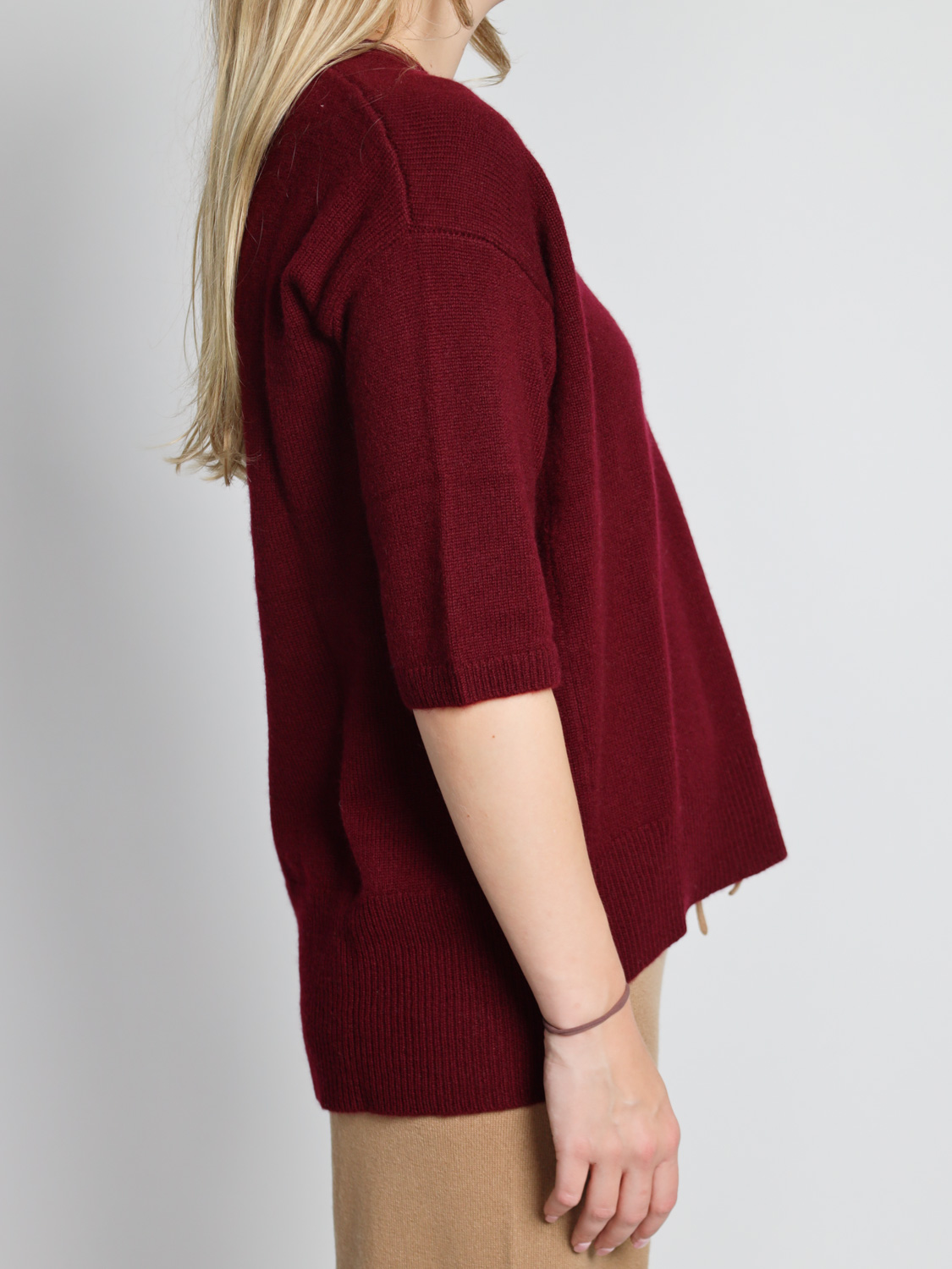 Lisa Yang Camille three-quarter sleeve sweater   bordeaux XS/S