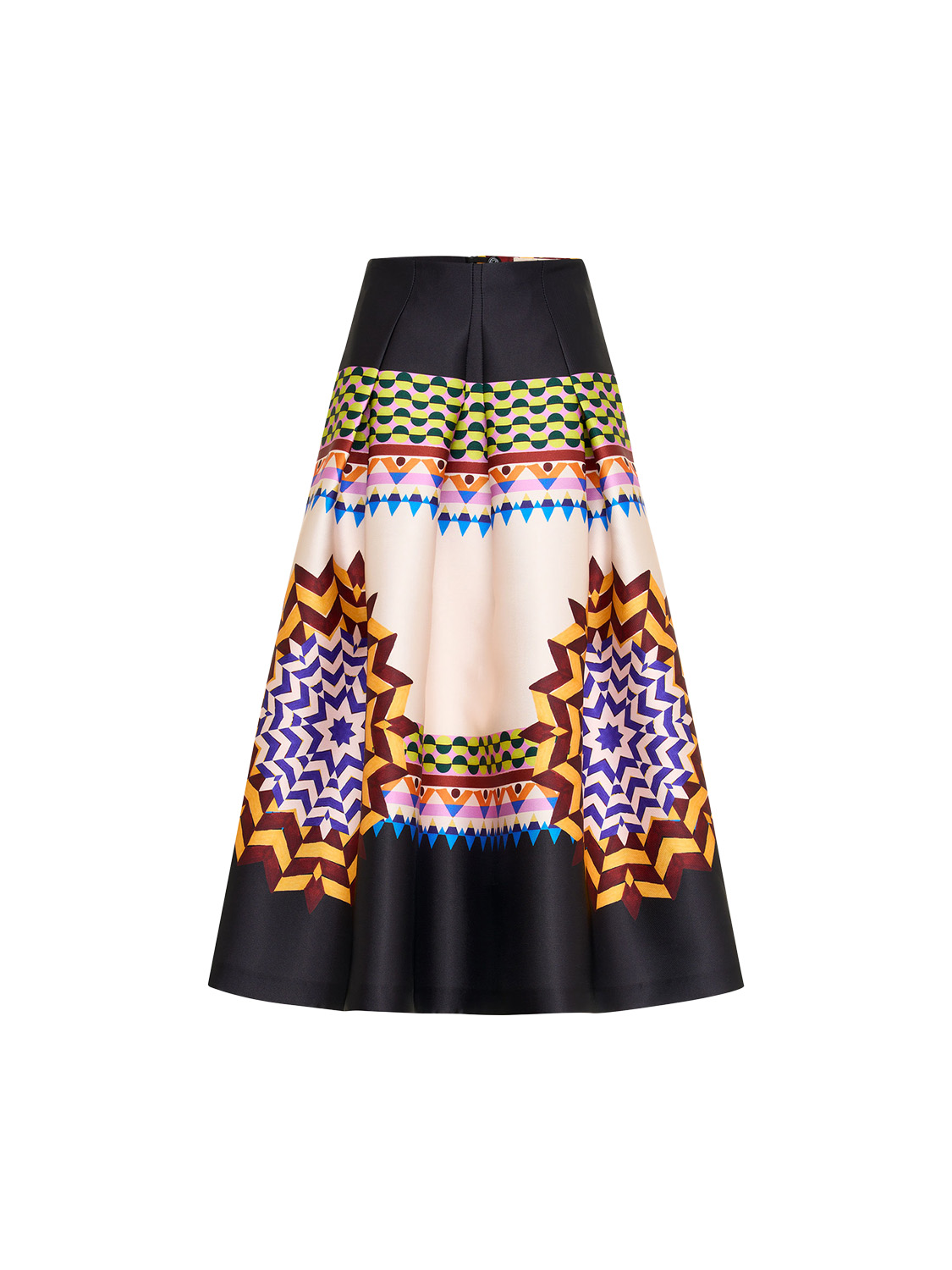 Maison Common Pleated medi skirt with pattern  multi 38