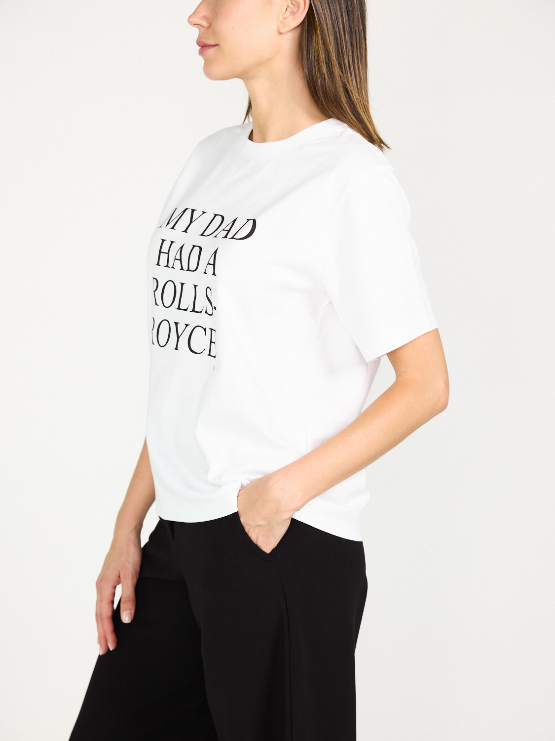 Victoria Beckham Slogan Tee – My Dad had a Rols Royce  negro XL