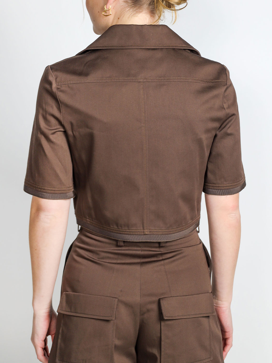 Patou Short shirt with gold-colored details  brown 34