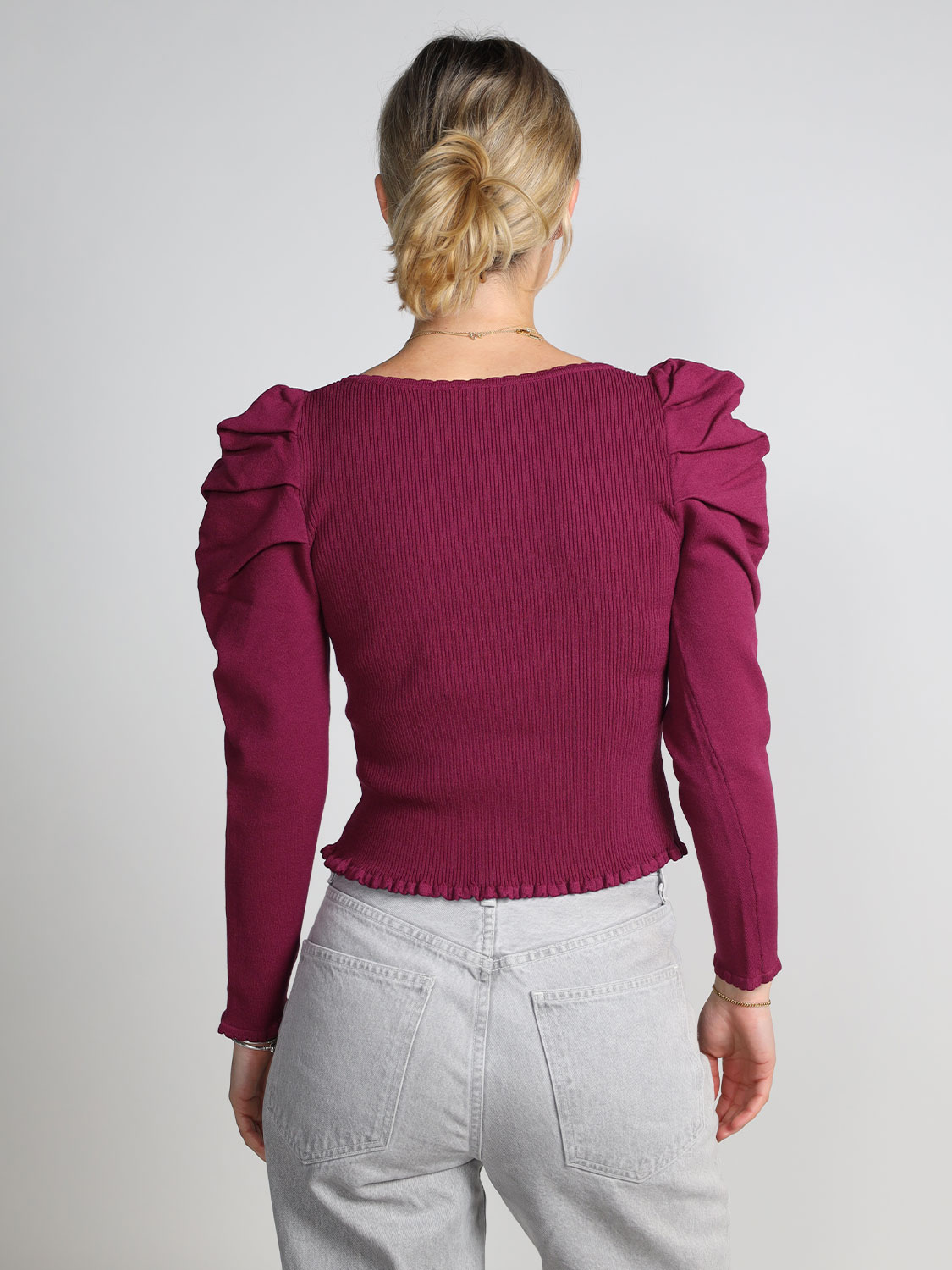 Farm Rio Burgundy – Pullover mit Rüschen  lila XS