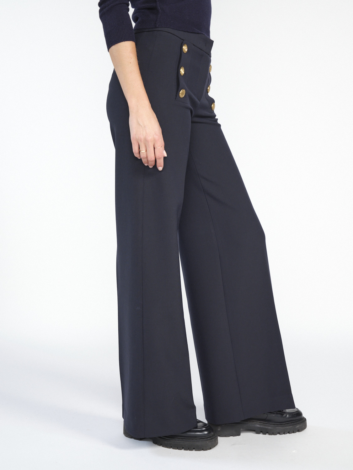 Seductive Bridget pleated trousers with button details  marine 38