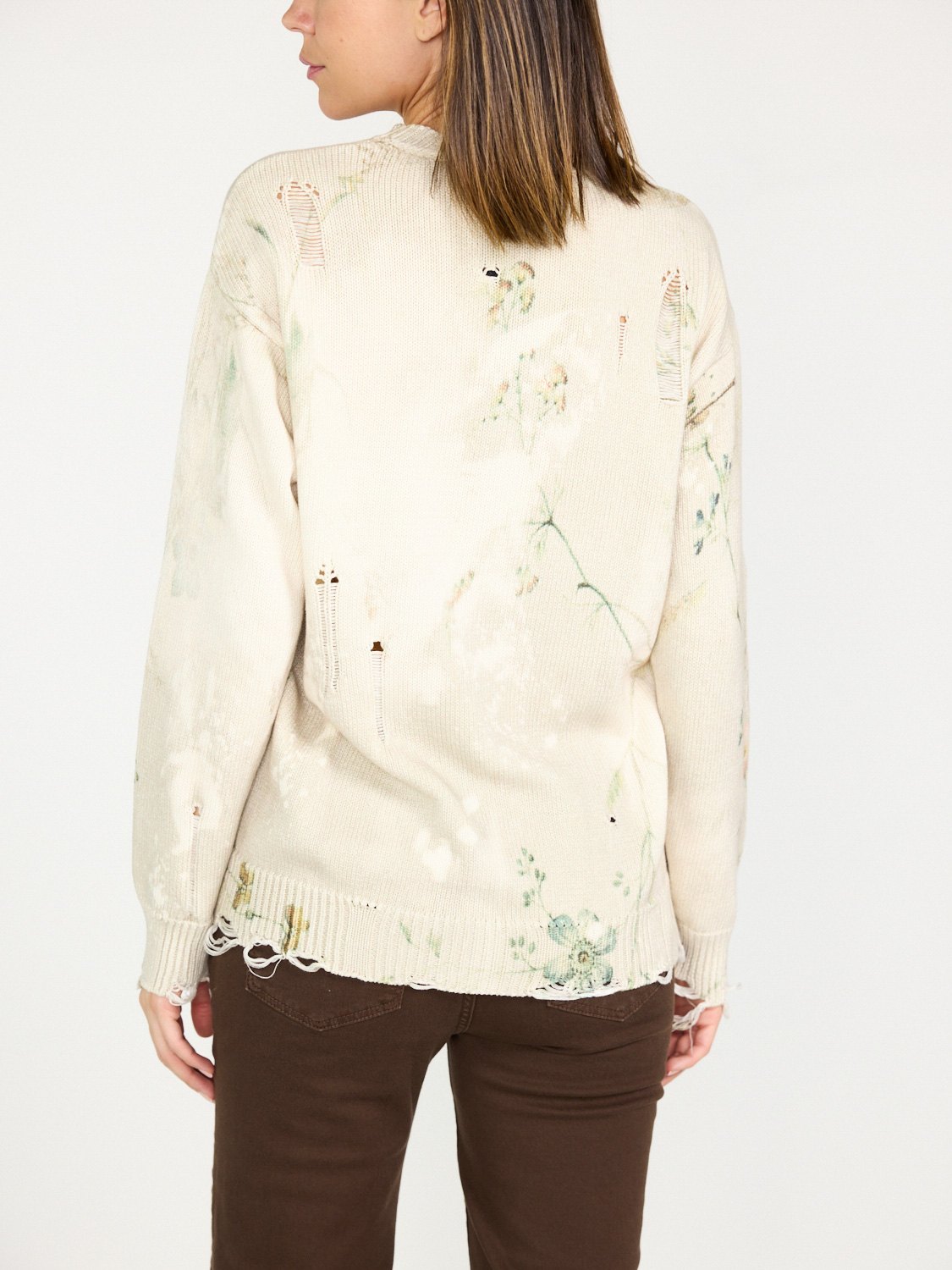 R13 Printed Boyfriend Sweater  creme M