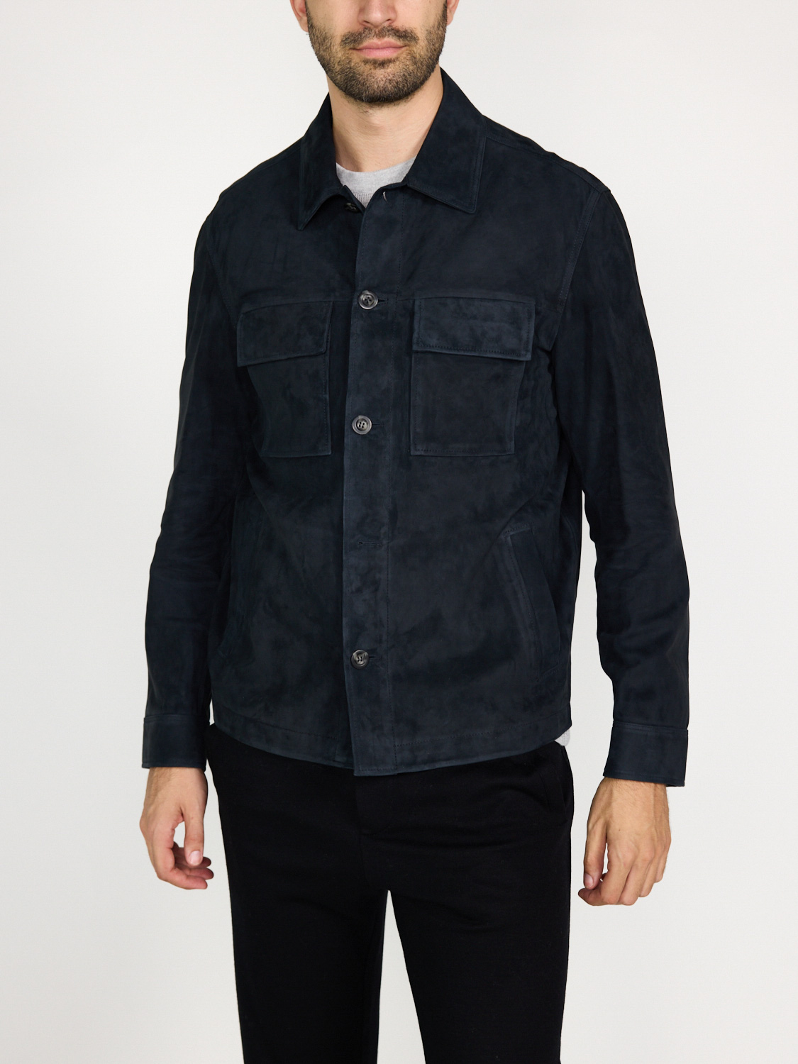 Arma Western shirt made of suede  blue 48