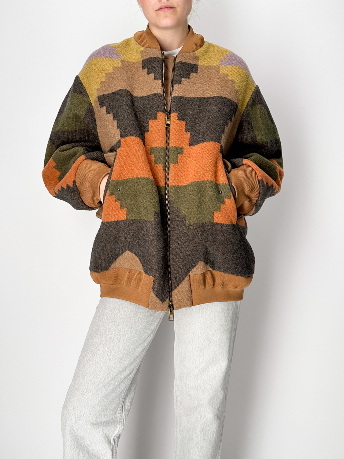 Bazar Deluxe Oversized bomber jacket with a graphic pattern  multi 36