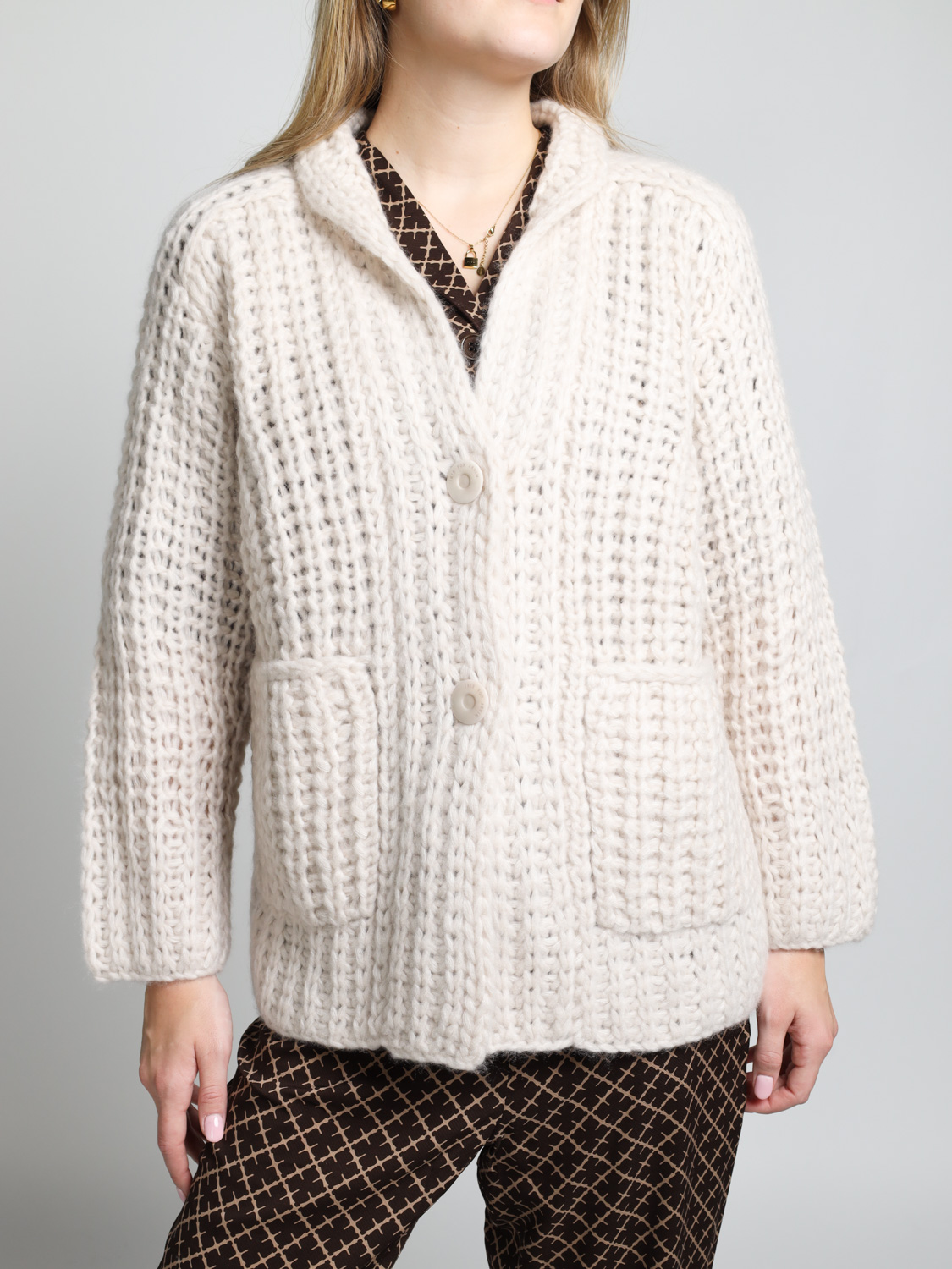 Iris von Arnim Viola – Grobstrick Cardigan   beige XS/S