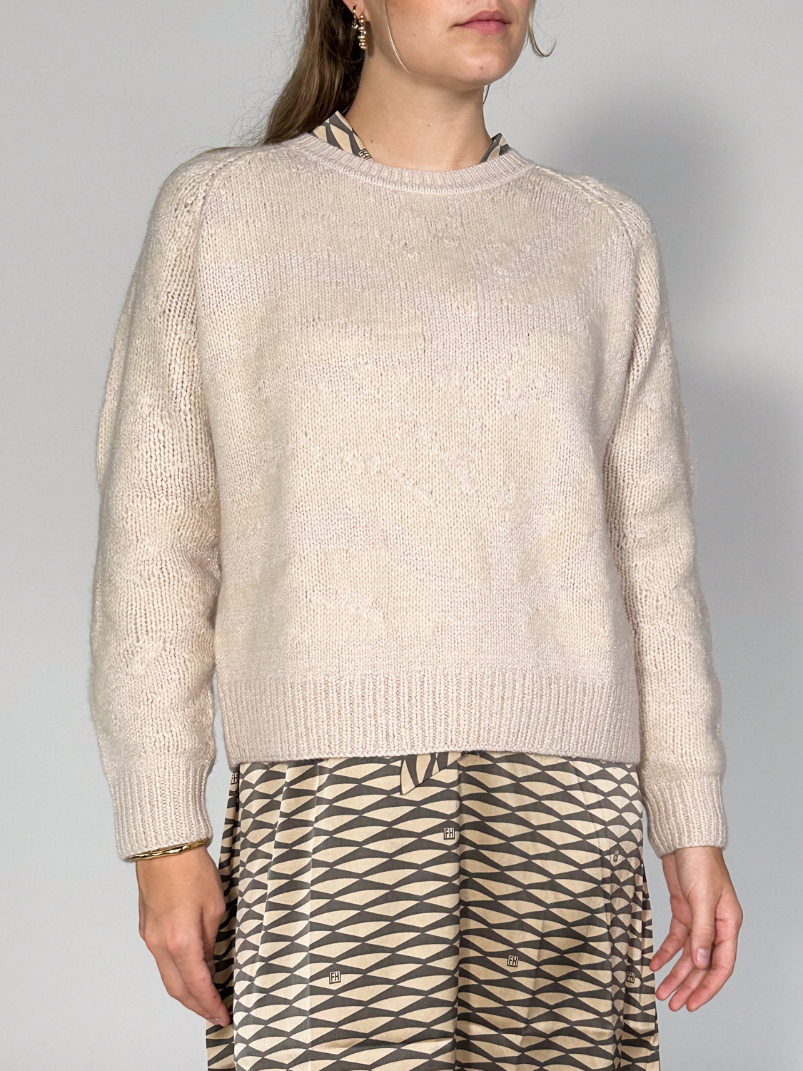 friendly hunting Abeli Zebra – Kurzer Pullover aus Cashmere-Mix   creme S