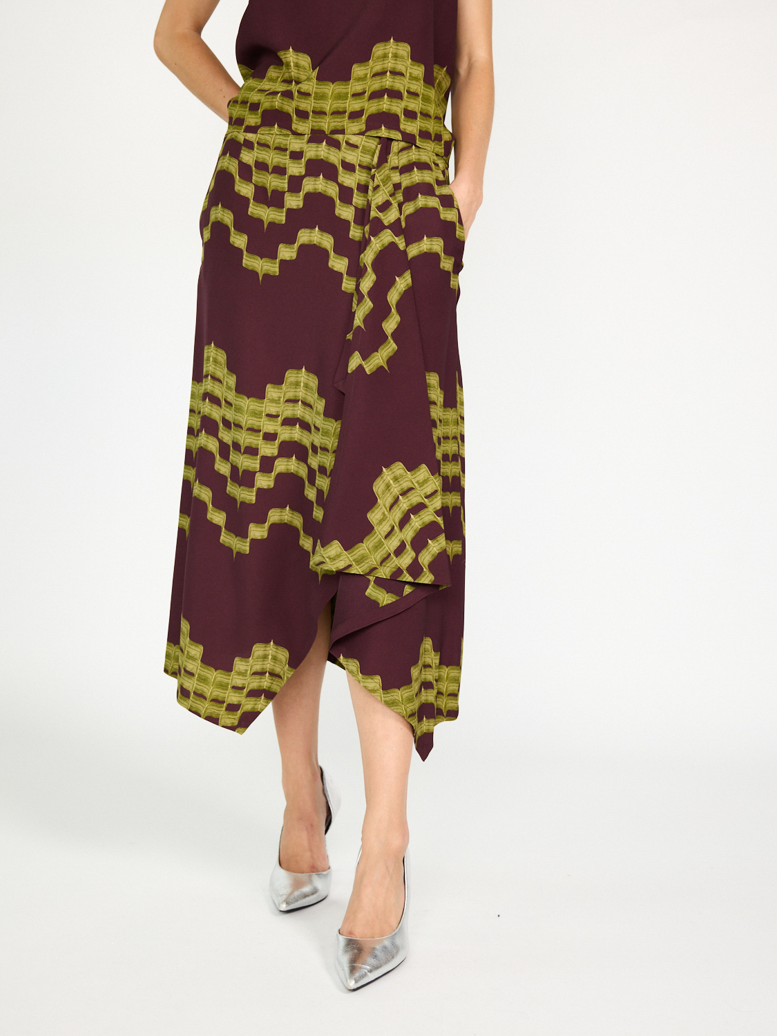 Odeeh skirt with graphic print  bordeaux  36