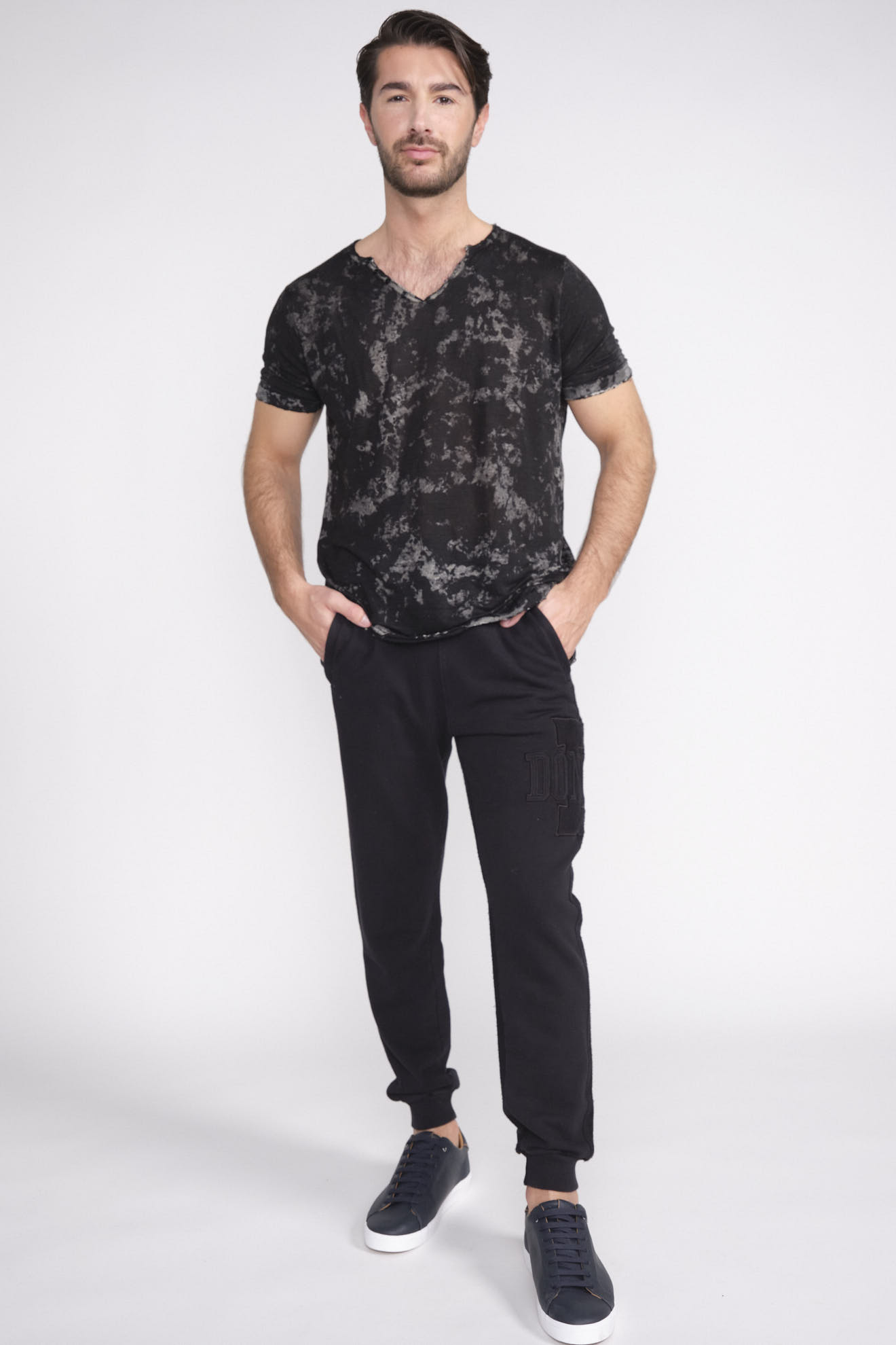 AVANT TOI Maglia Serafino – T-Shirt mit Batik Muster Herren - Style it 