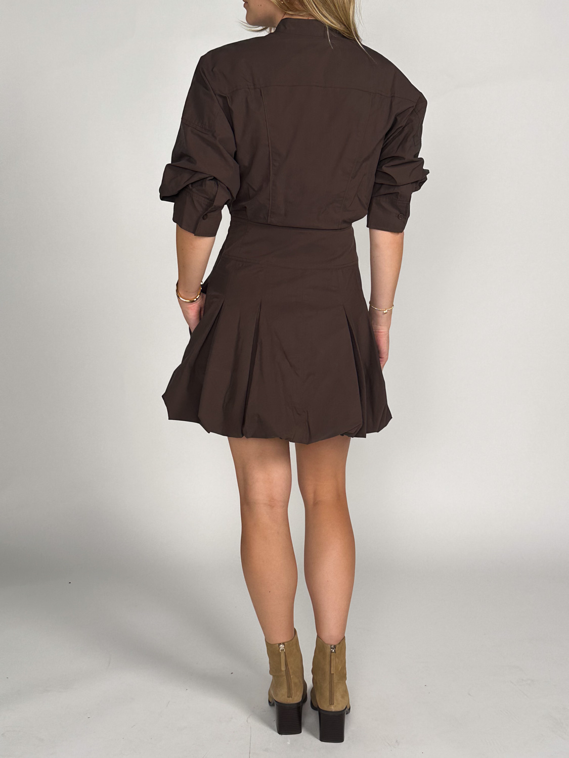 Simkhai Effie mini dress with balloon skirt  brown 38