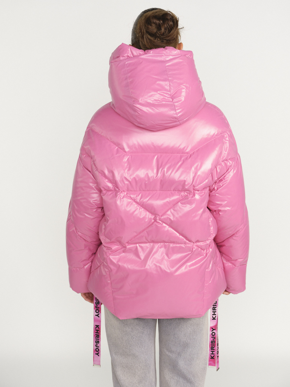 khrisjoy Puff Khris Iconic Shiny - Puffer jacket with hood pink S/M