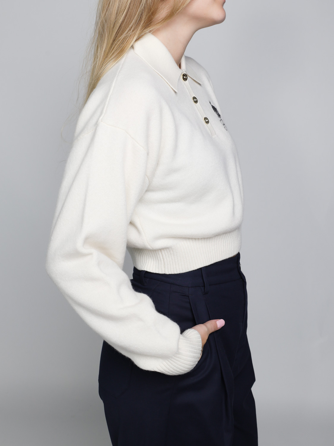 Frame Ritz Crest – Kurzer Pullover aus Cashmere   bianco S