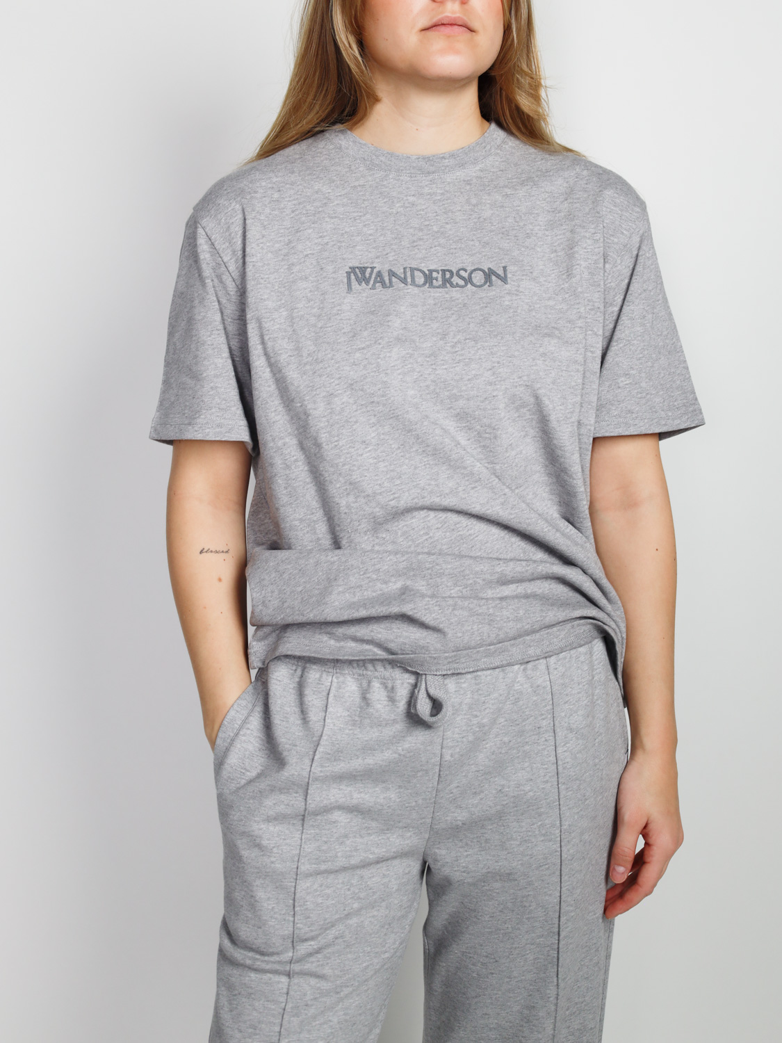 JW Anderson Melliertes T-Shirt mit Logo   grau XL