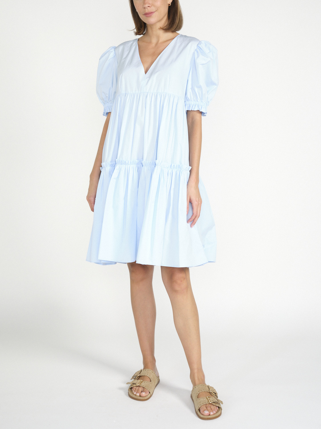 Nina Ricci Poplin Babydoll – Minikleid aus Baumwolle hellblau 40