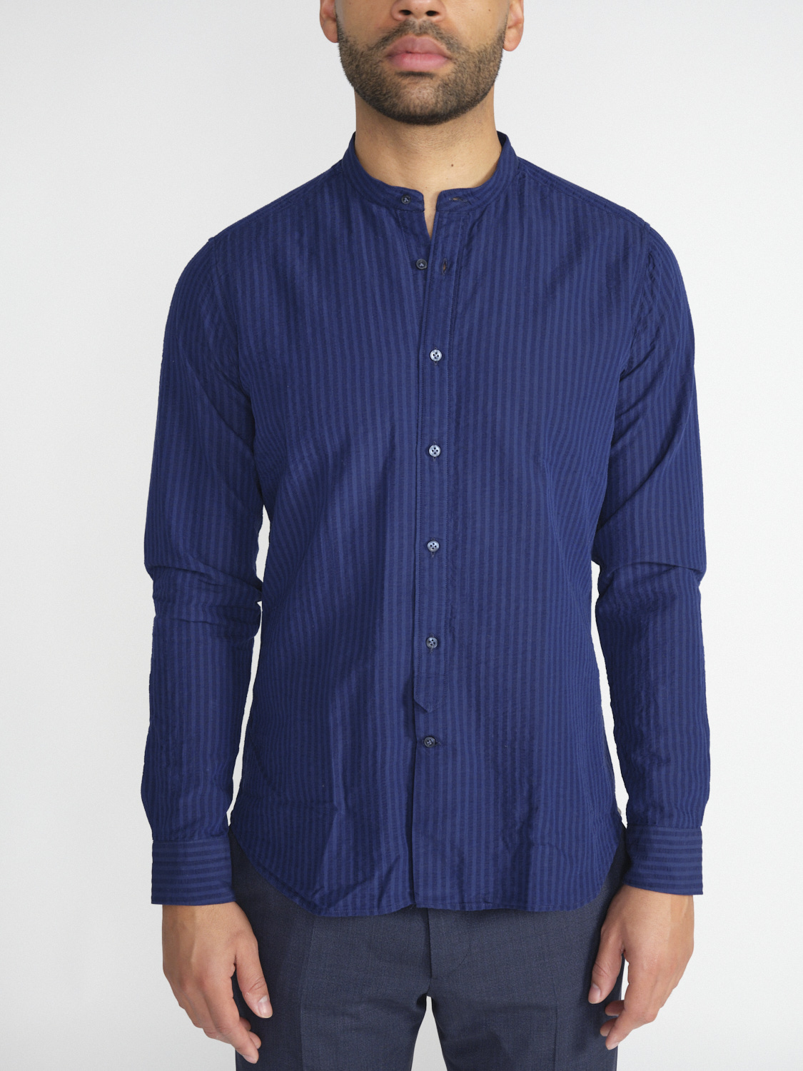 Tintoria Mattei 954 Cotton and linen shirt  marine 40