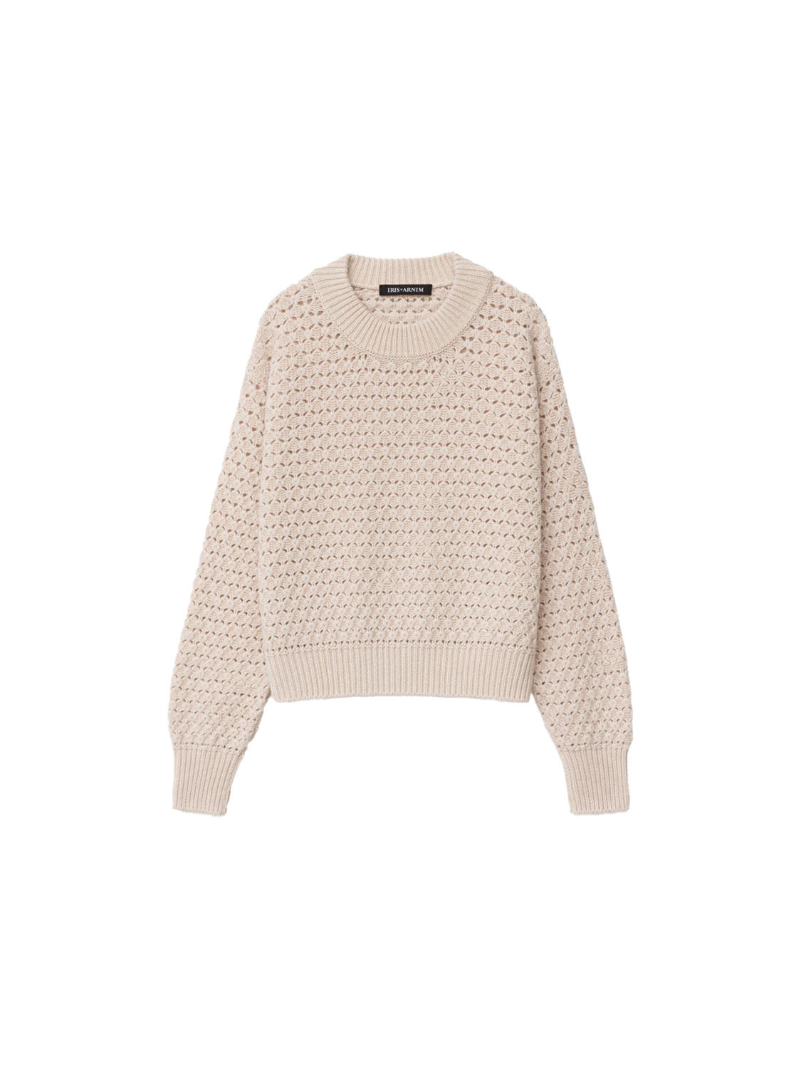 Iris von Arnim Enid sweater with ajour knit pattern  beige XS