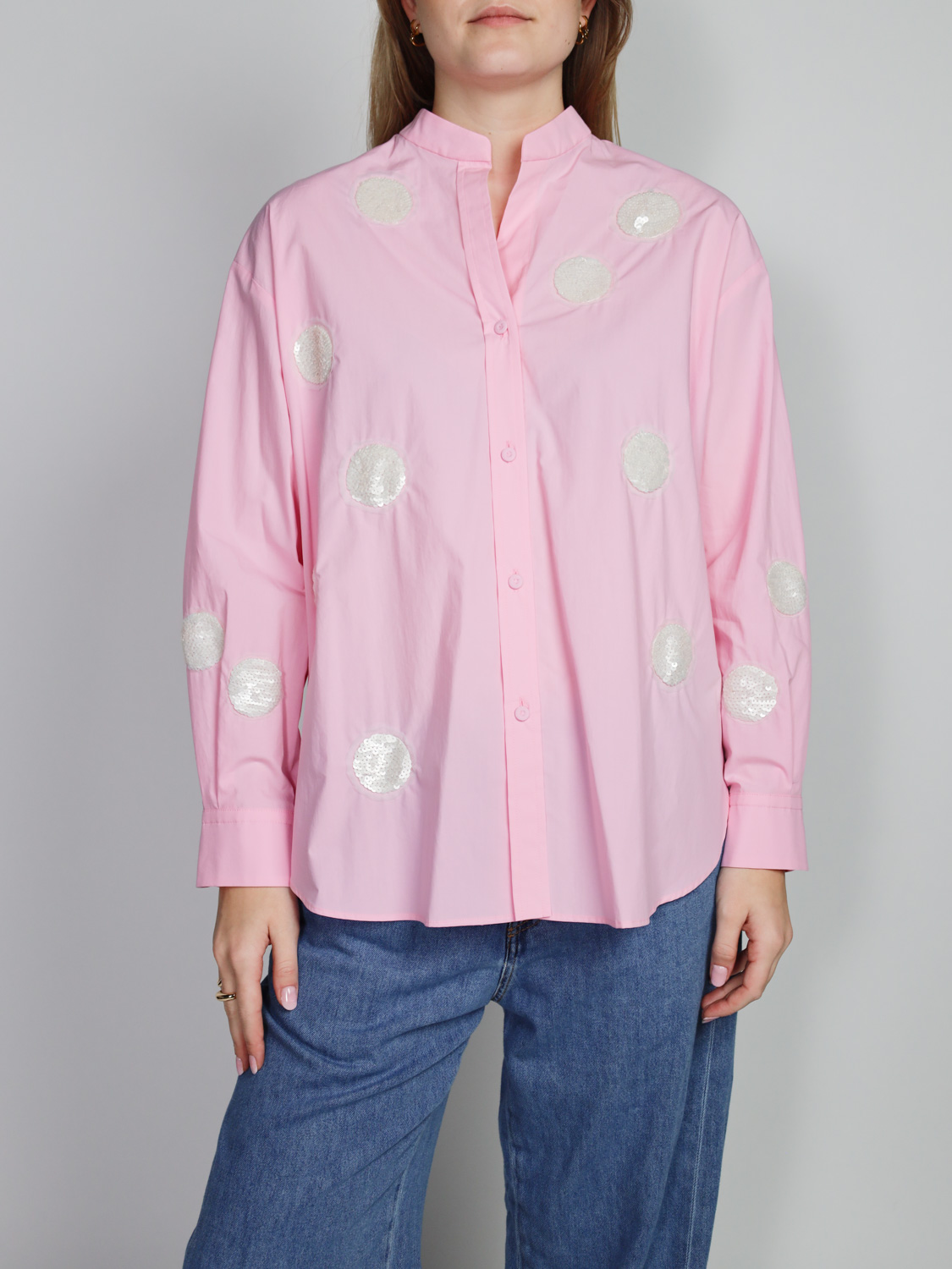 Odeeh Blouse with sequin appliqués   rosa 38