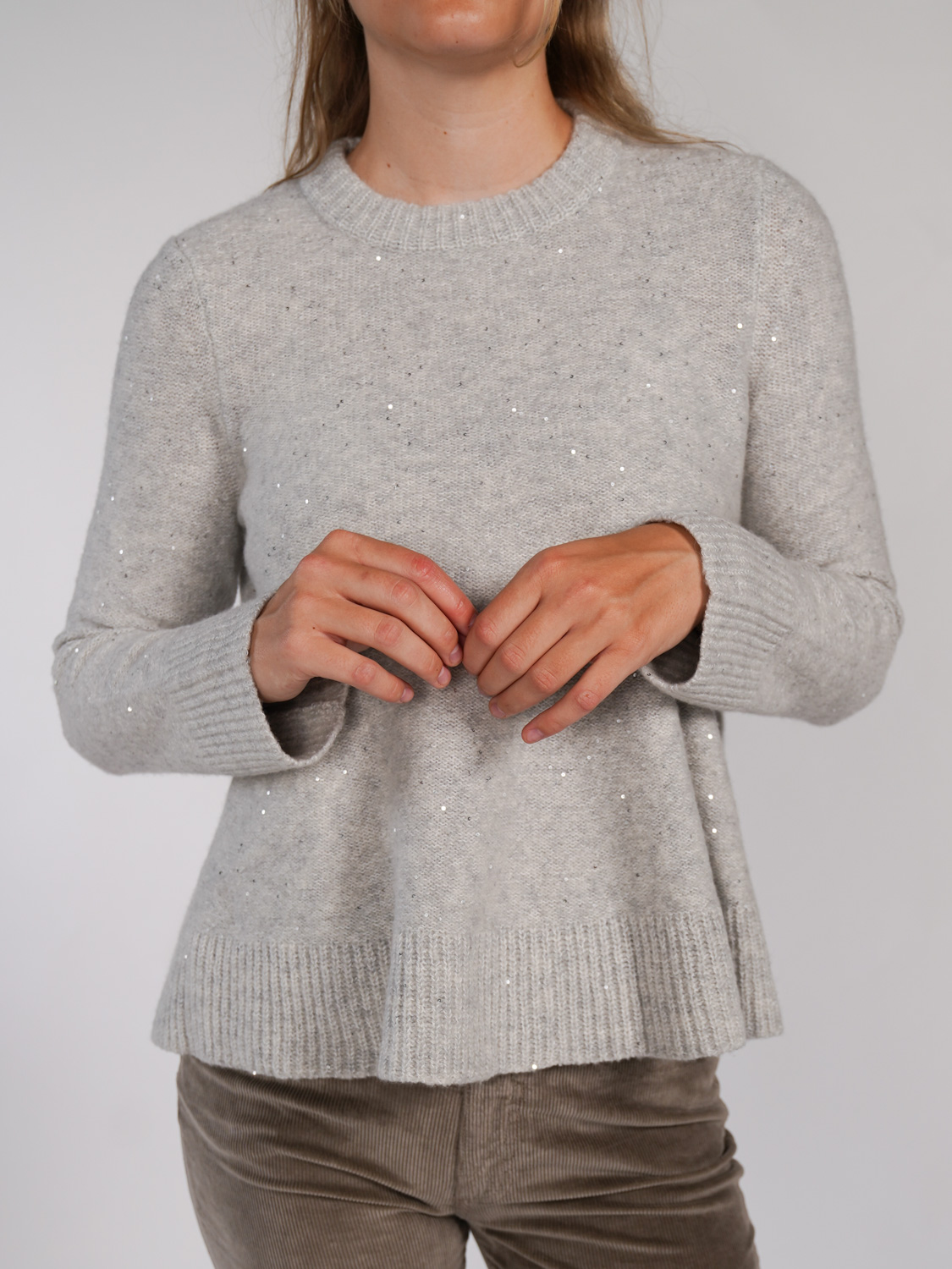 LU Ren Arabella - Pullover mit Pailletten-Details hellgrau S