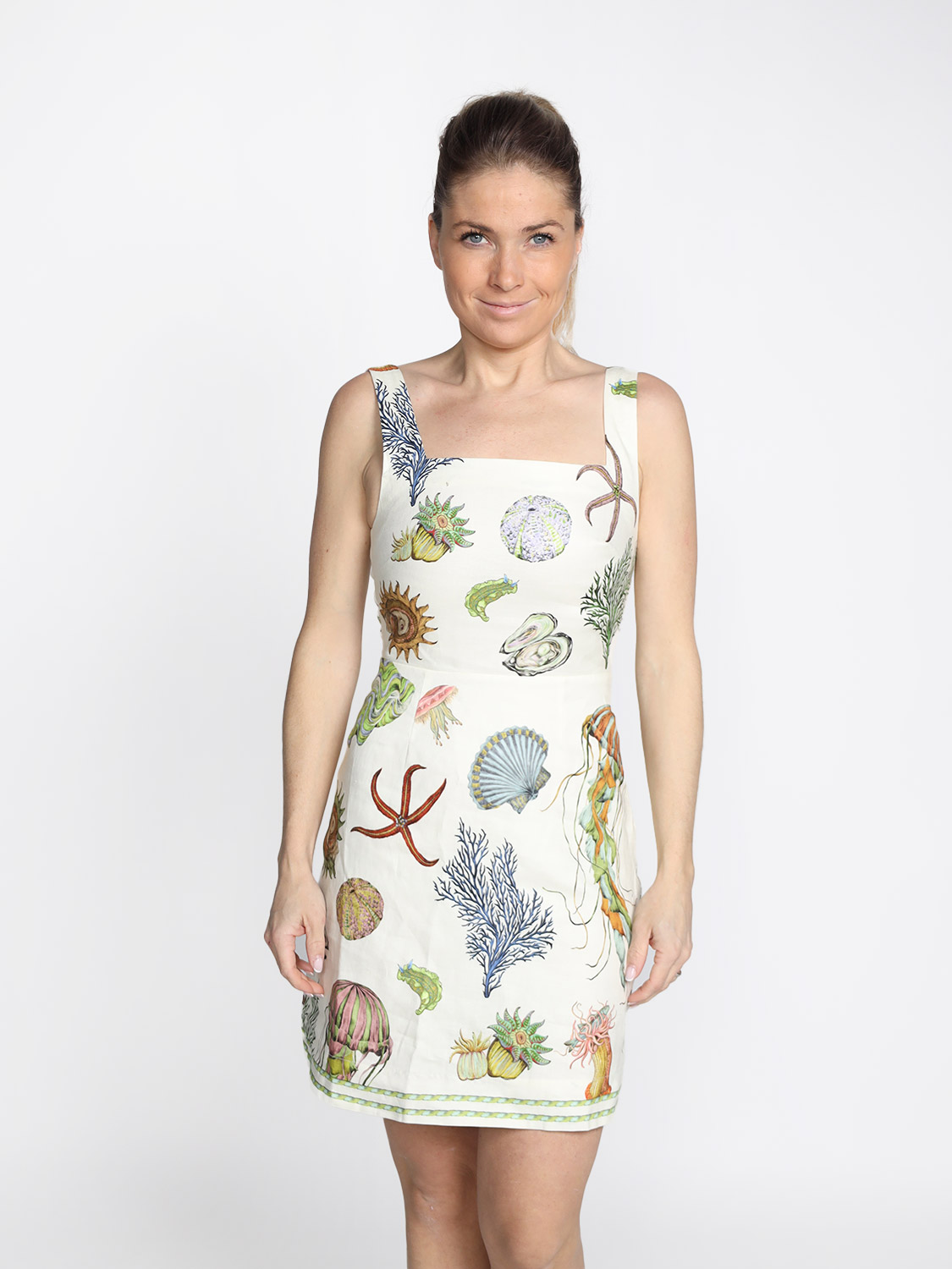 Alemais Sea Mini - Kleid aus Leinen weiß 34