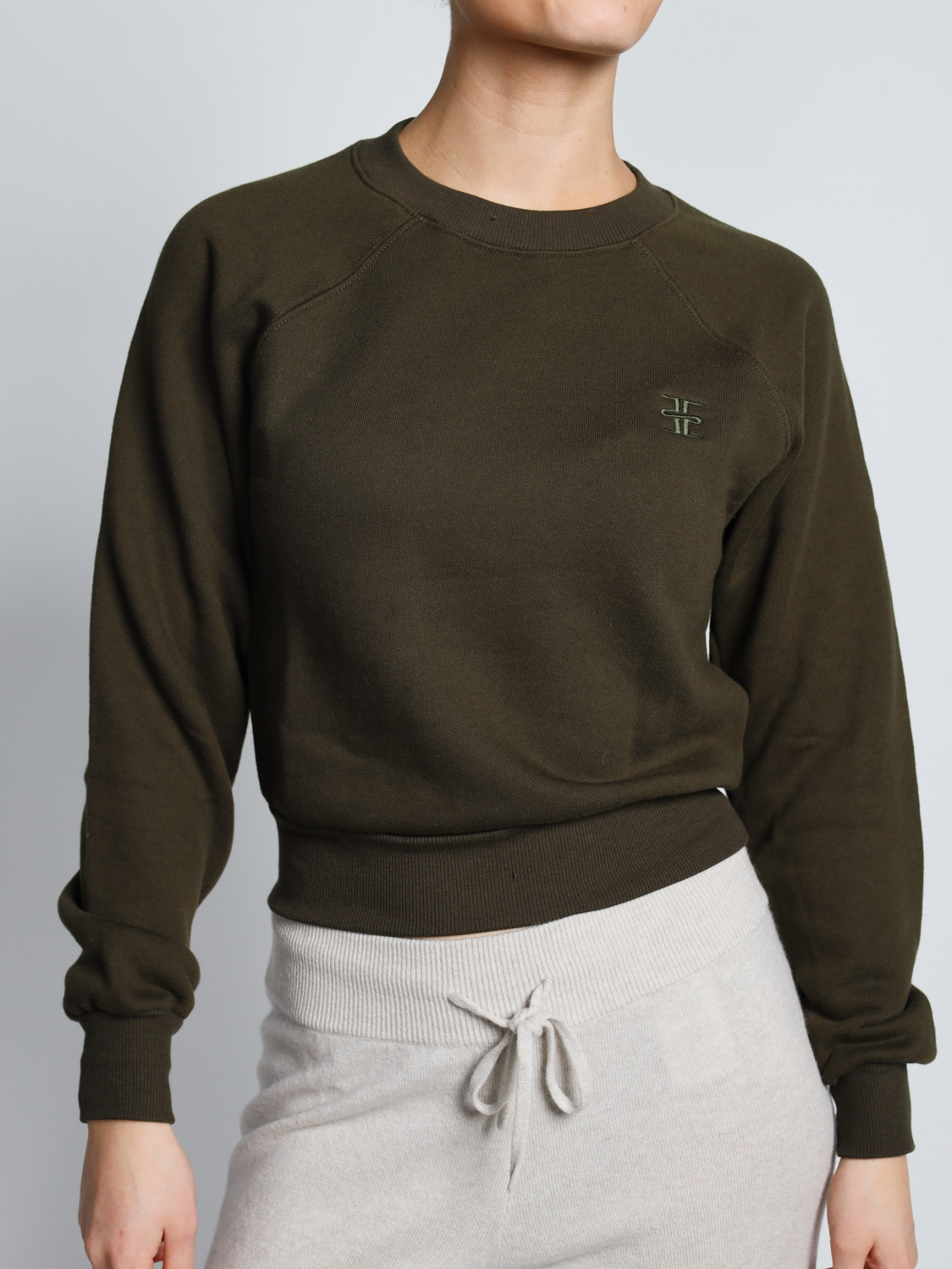 Eterne Shrunken - Sweatshirt with embroidered logo    khaki XS