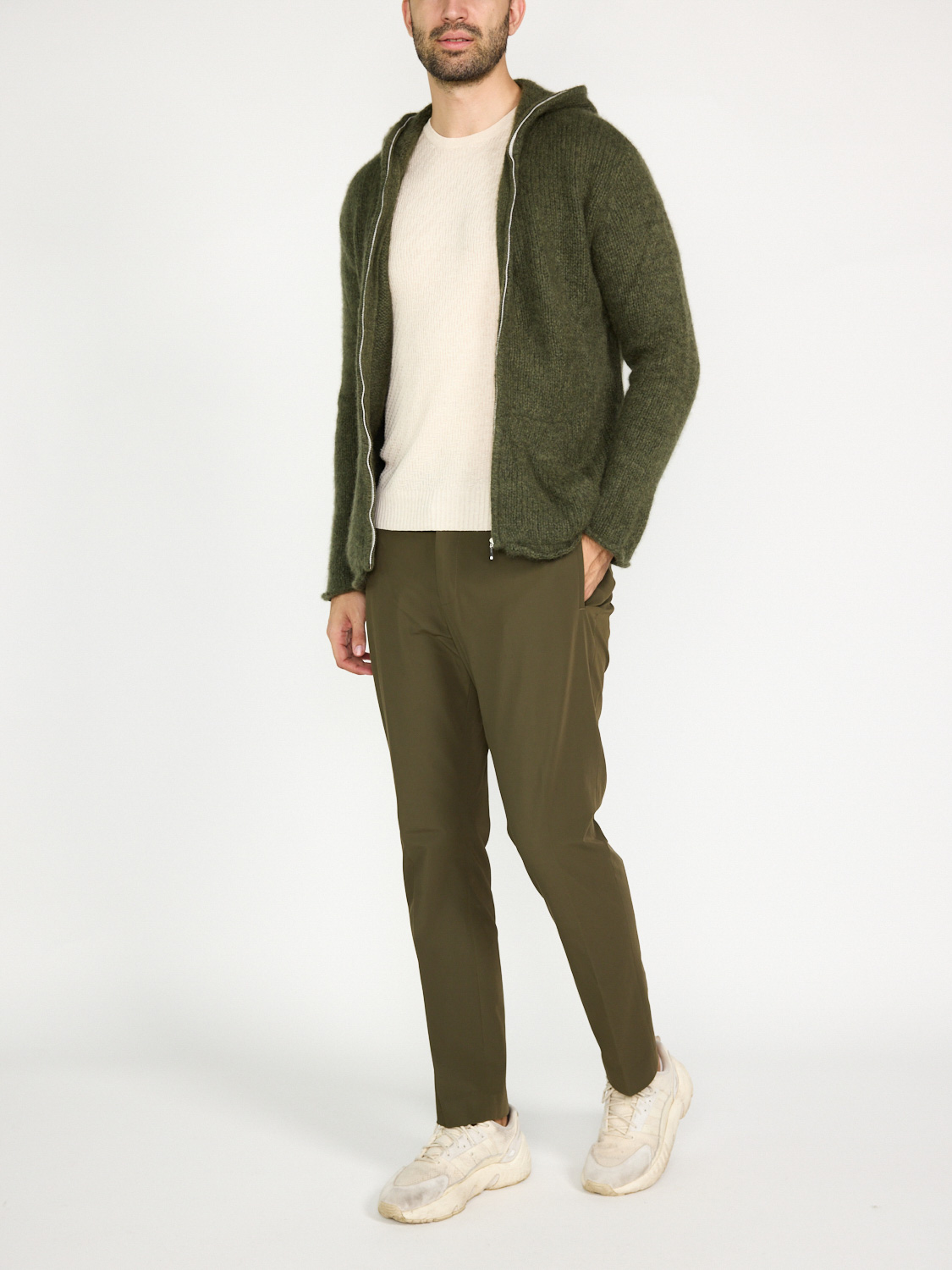 Stephan Boya Sandro cardigan made of cashmere  khaki XL