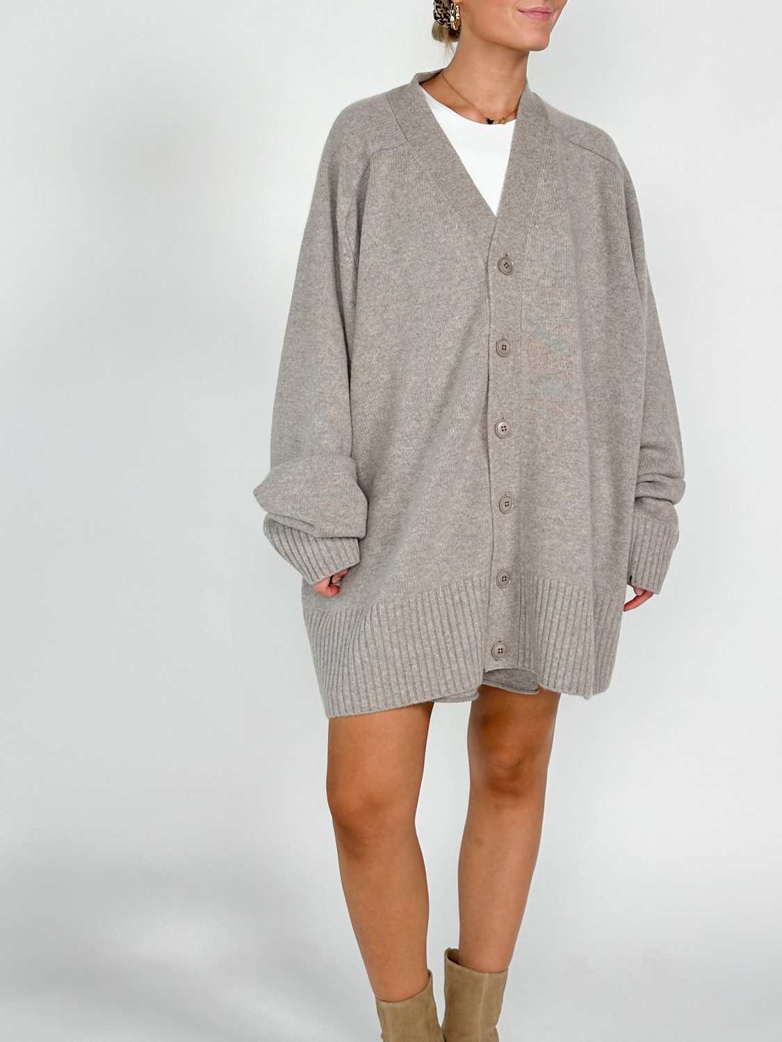 Extreme Cashmere N°378 Taurus – Cashmere cardigan  taupe One Size