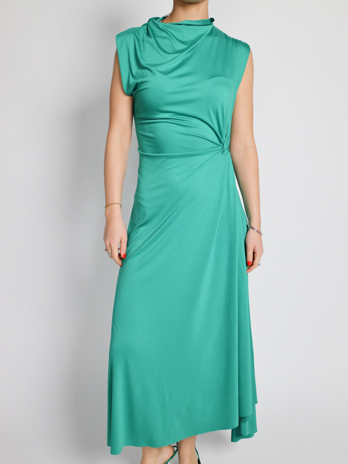 Asymmetric draped midi dress  