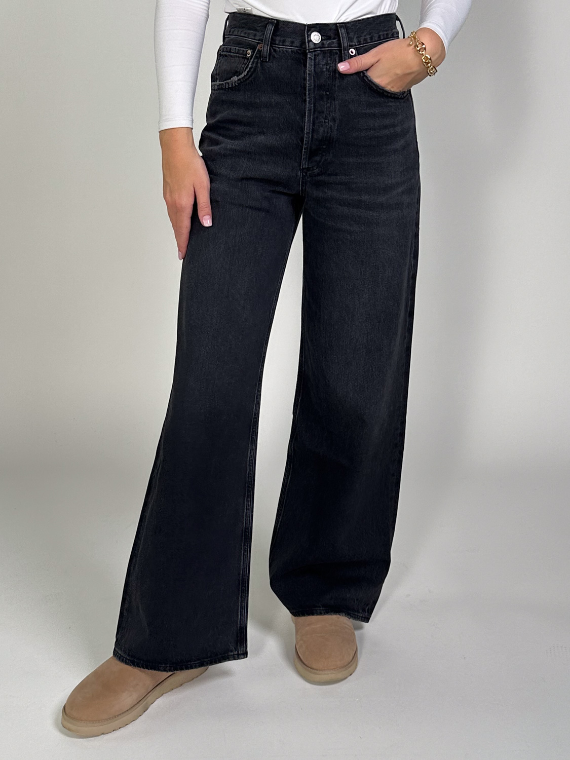 Agolde Dame  – Wide-Leg-Jeans    dunkelgrau 28