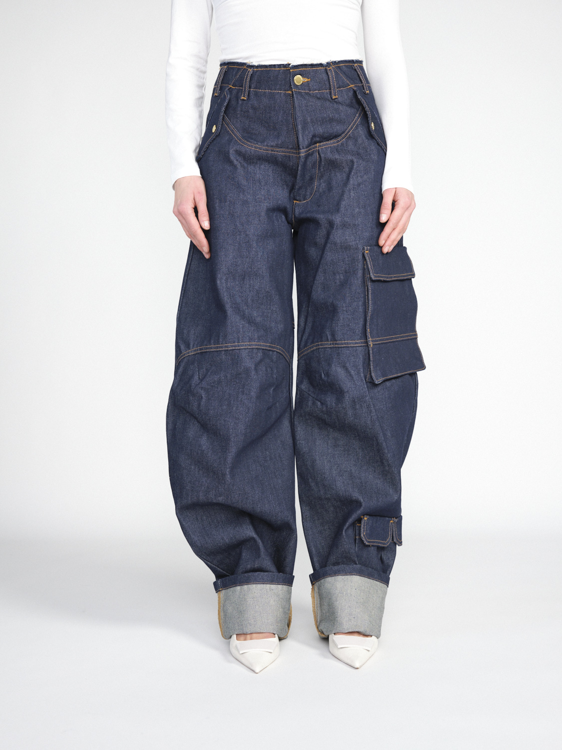 Darkpark Rosalind Denim – Oversized Cargo Jeans aus Baumwolle   blau XS/S