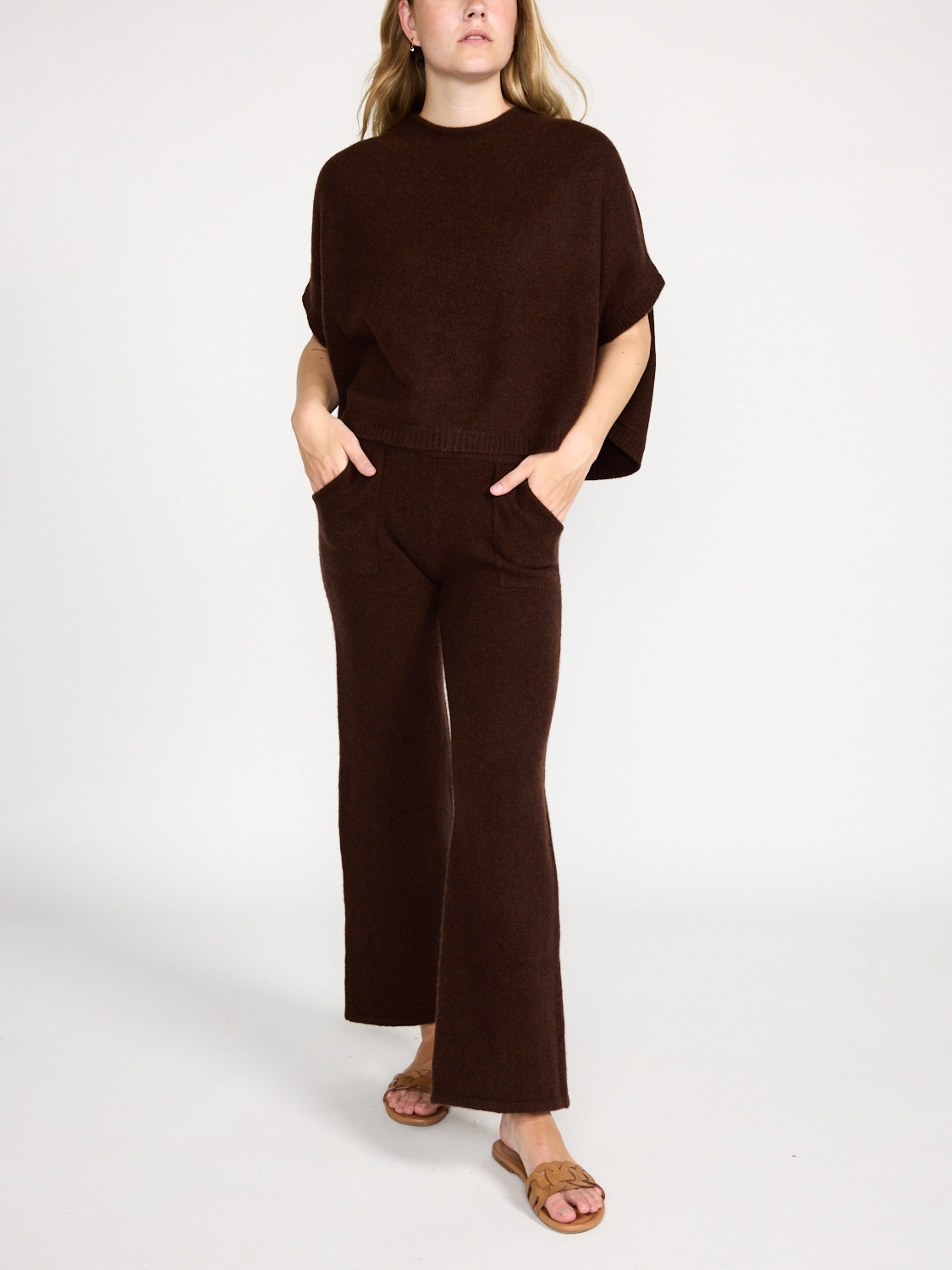 LU Ren Olivia - Pants made of cashmere  brown S