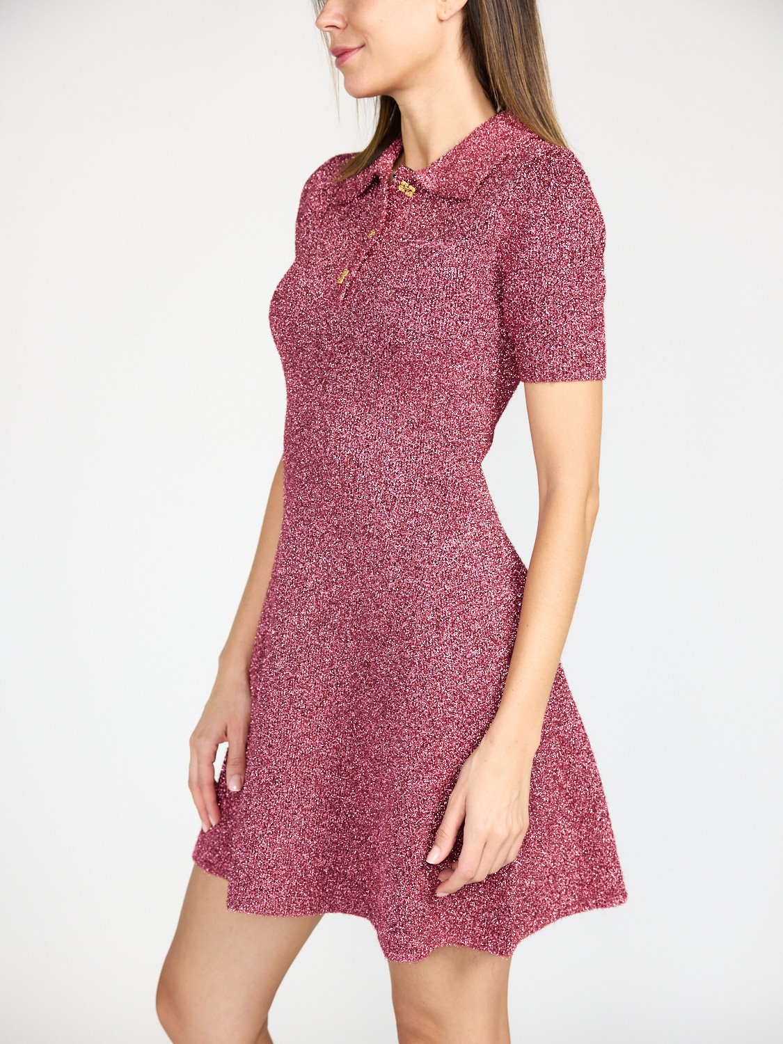 Ganni Mini dress with glittering threads  pink S