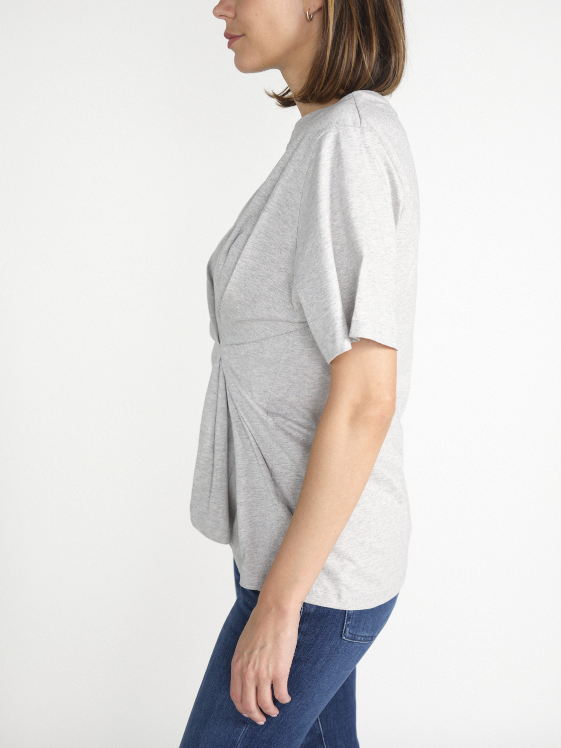 Victoria Beckham Body Twist – Baumwoll-Shirt mit Detail   hellgrau XS