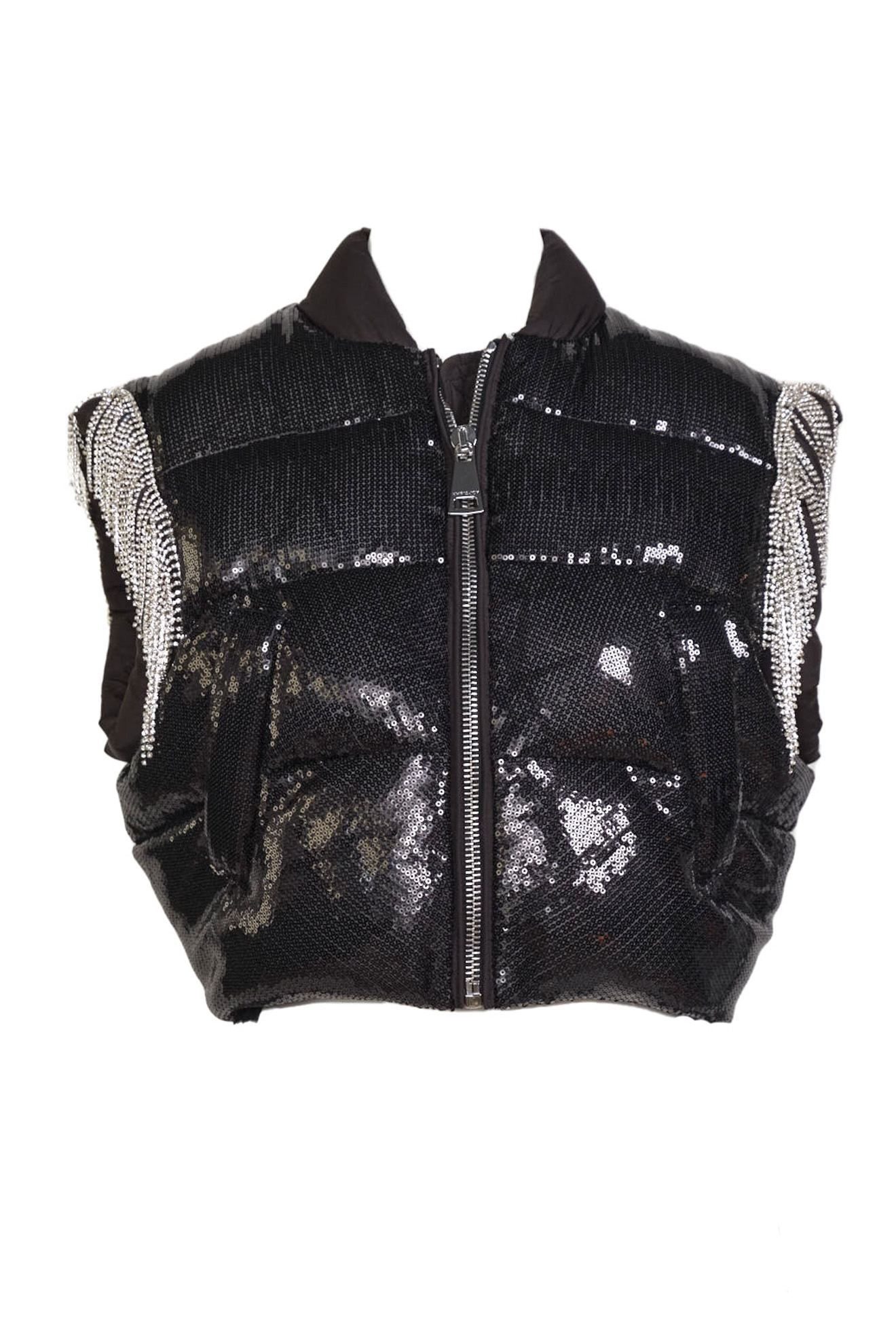 Louis Vuitton Women's Zip Up Gilet Vest Studded Leather Black