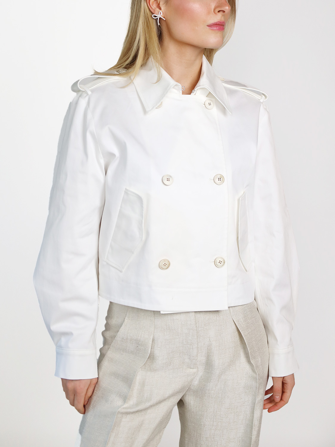 Sly010 Finja Jacket - Short double-breasted trench jacket made of cotton drill  white 34