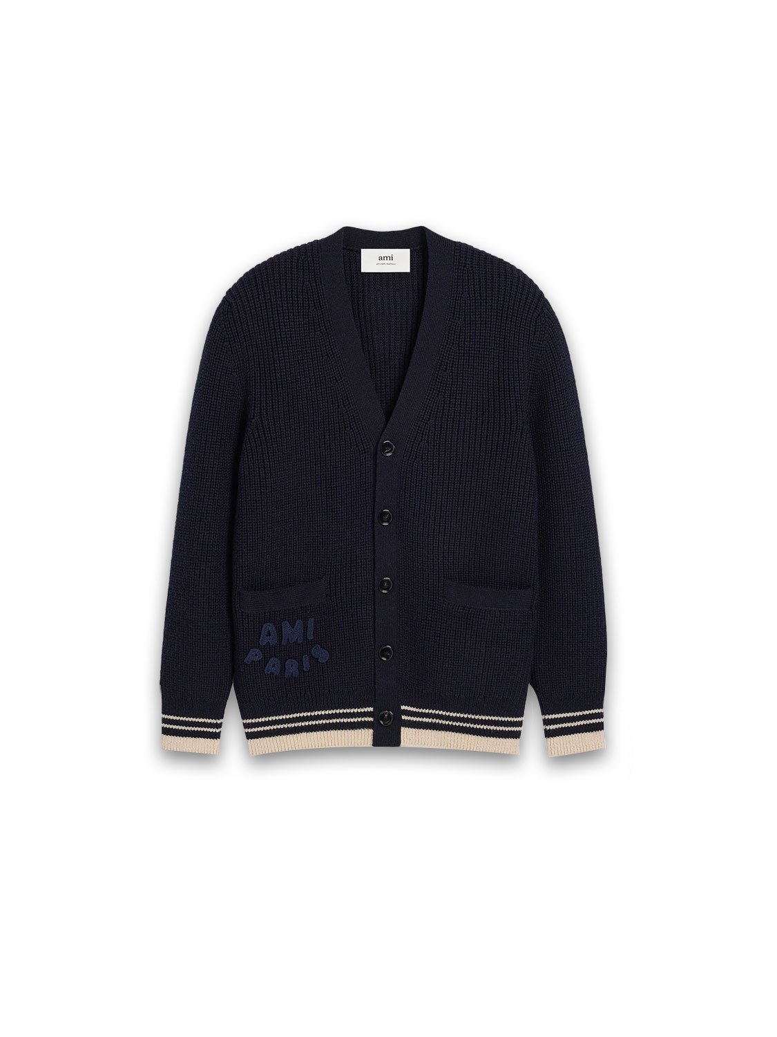 Ribbed cardigan with logo details 