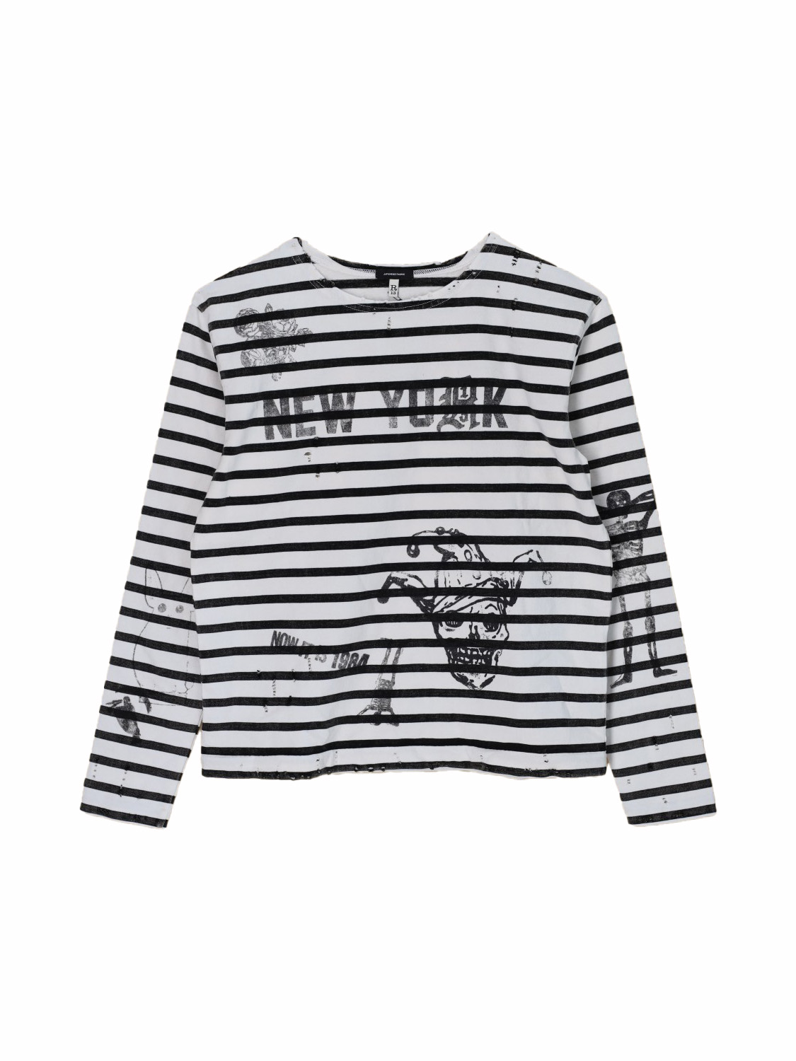 R13 Patch Breton - Striped long sleeve   white S