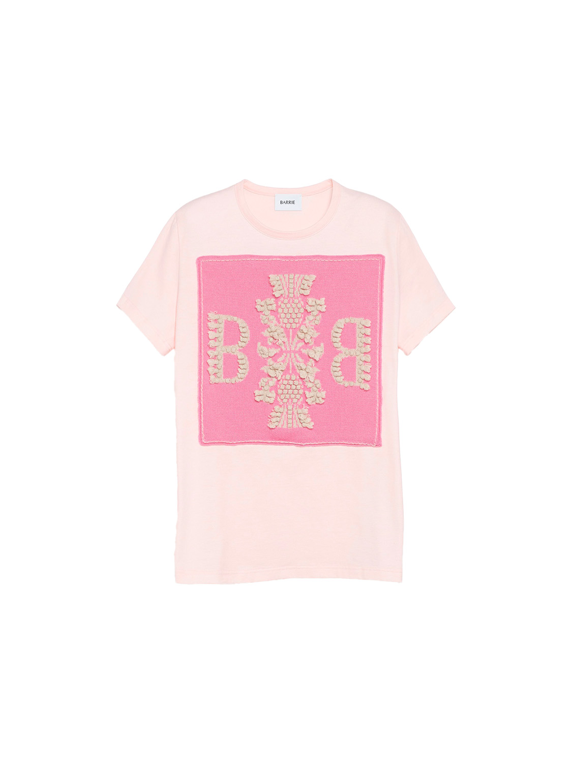 Barrie Cotton T-Shirt with logo cashmere patch - T-shirt avec patch logo en cachemire pink S